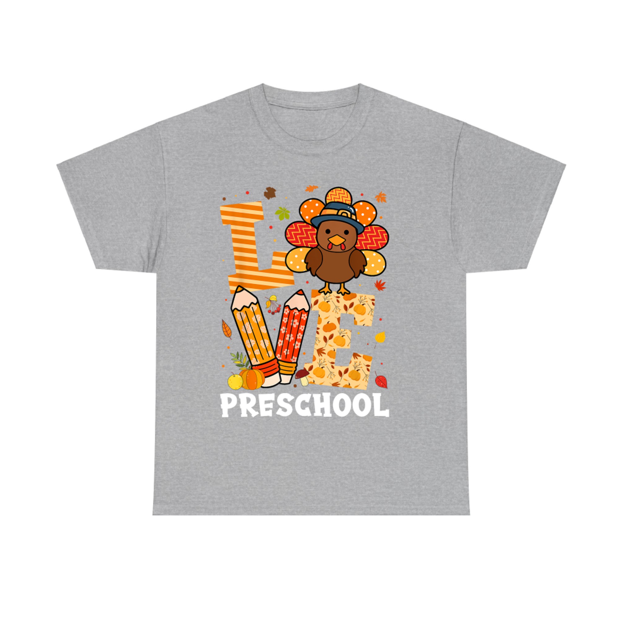 Love Preschool Thanksgiving Teacher Turkey Autumn Fall T-Shirt