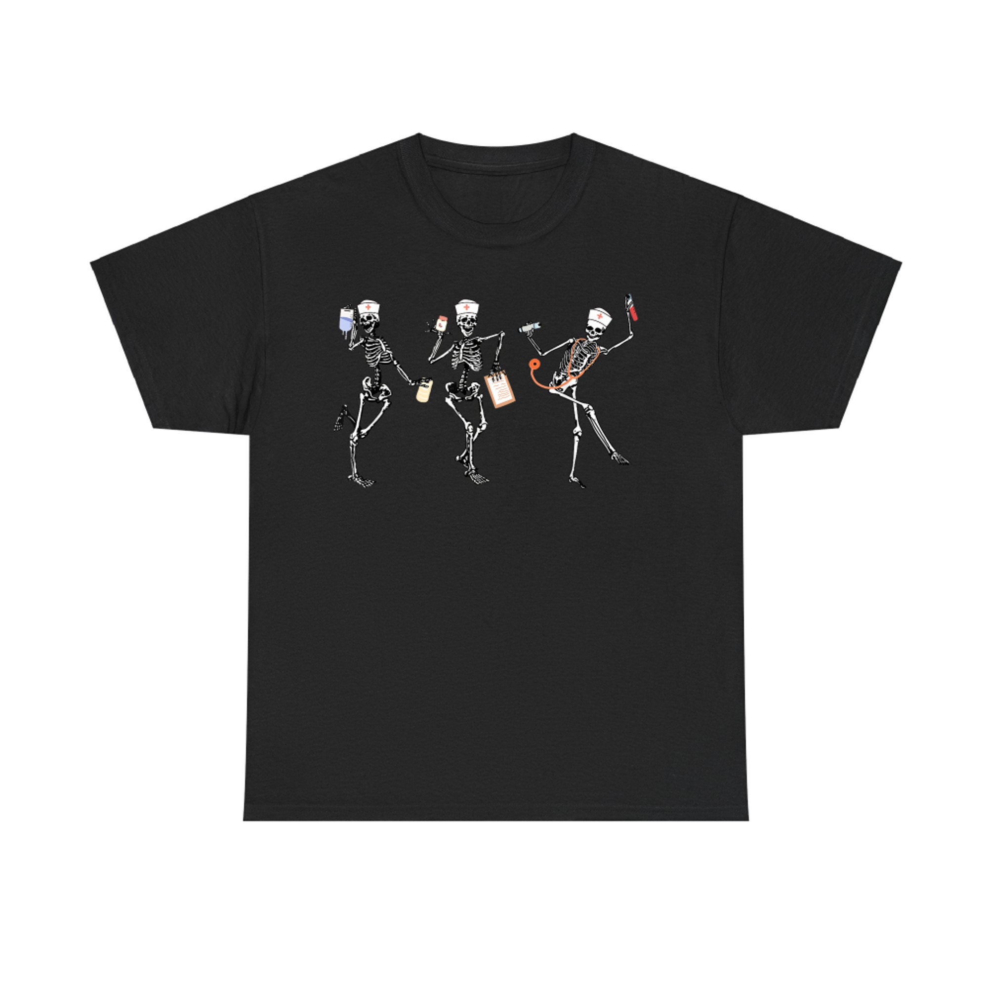 Nurse Halloween Dancing Skeleton Funny Autumn Fall T-Shirt