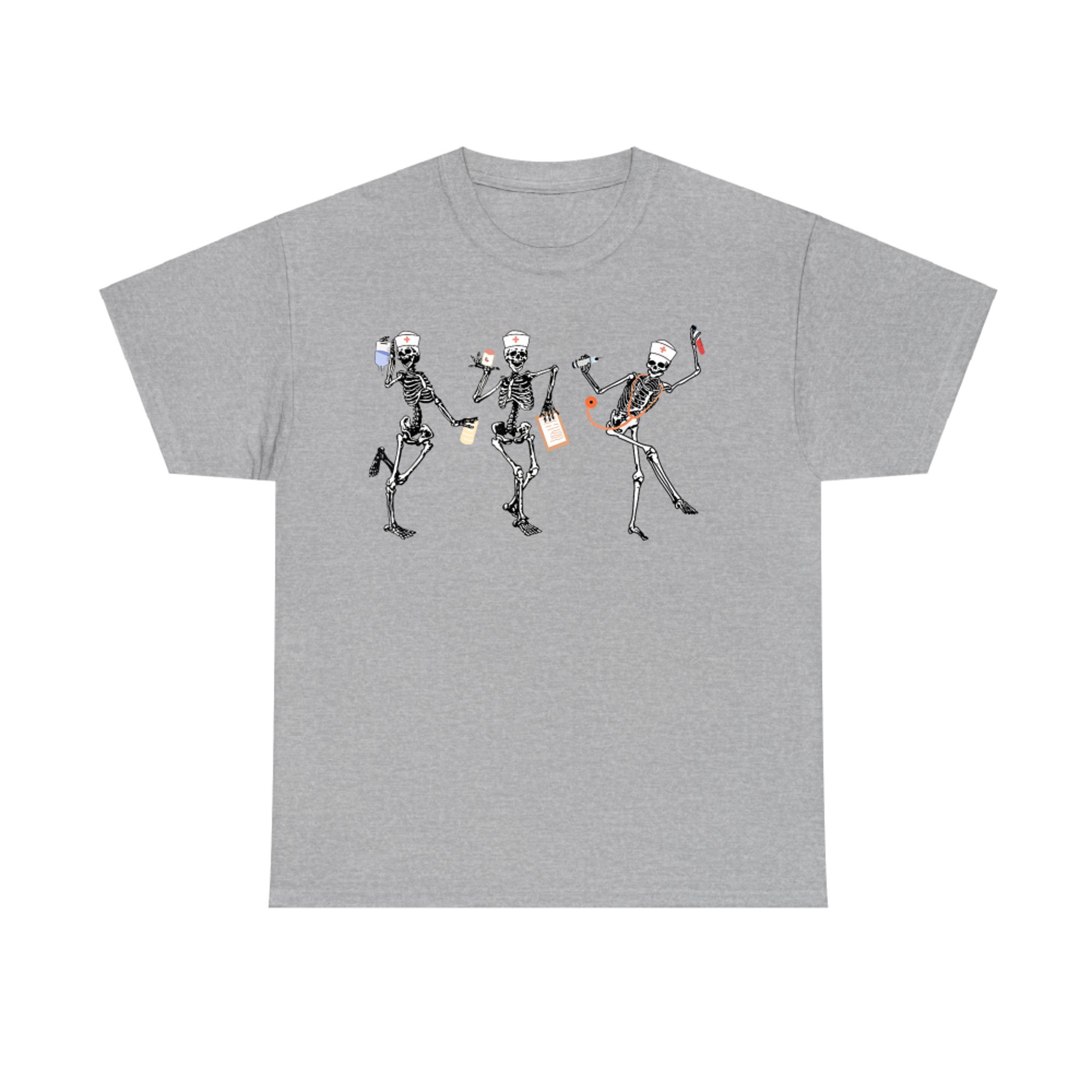 Nurse Halloween Dancing Skeleton Funny Autumn Fall T-Shirt
