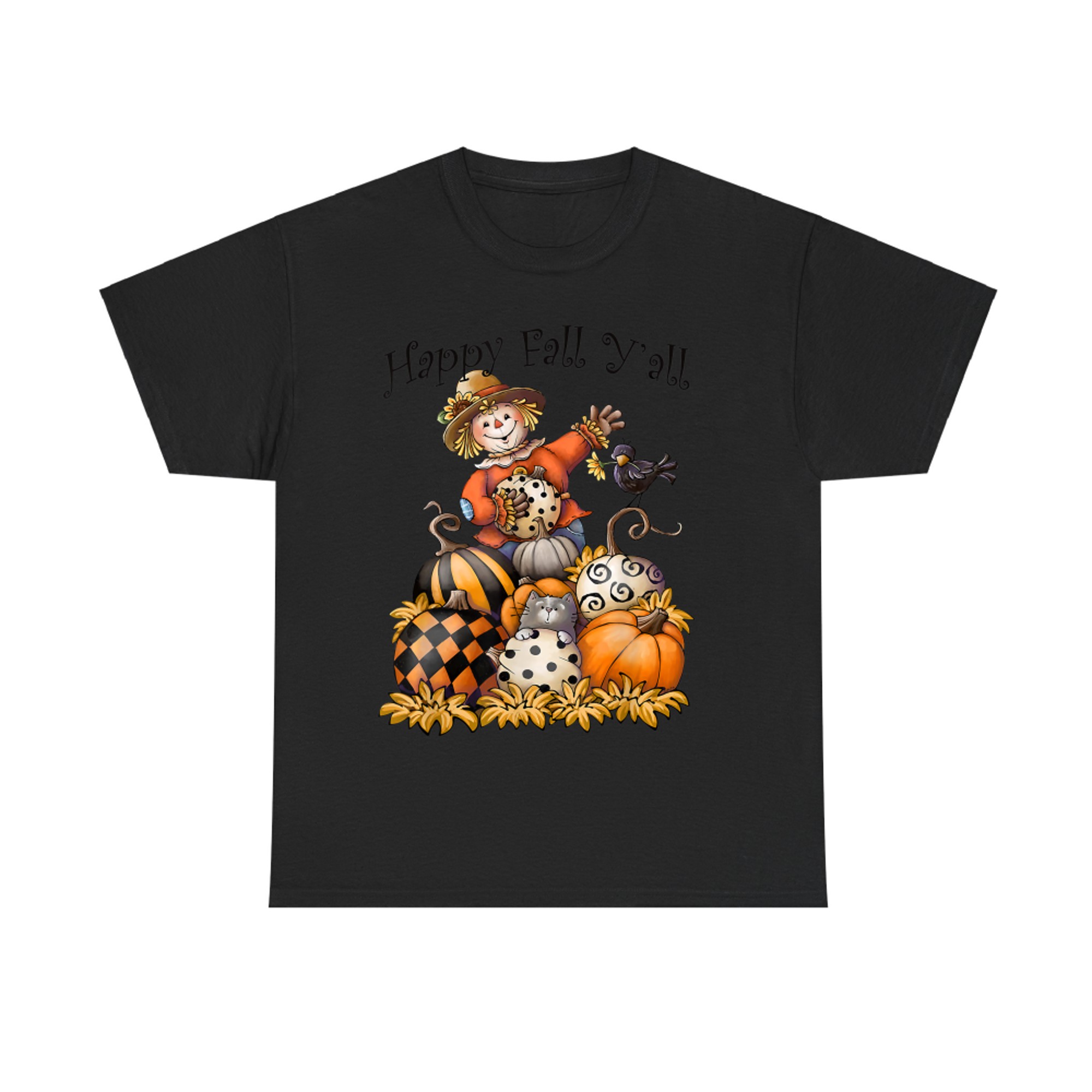 Scarecrow Happy Fall Y'all Pumpkin Thanksgiving Halloween T-Shirt