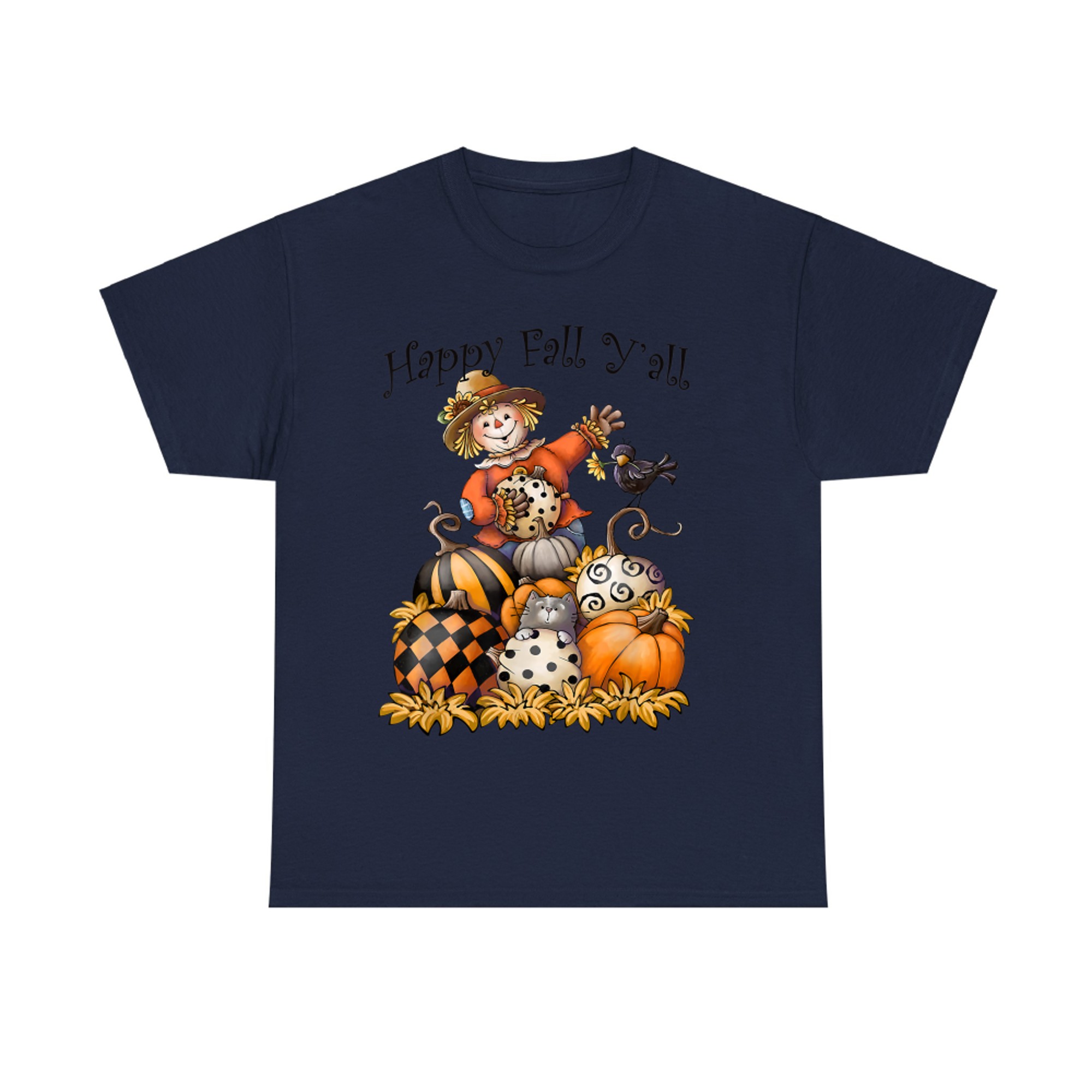 Scarecrow Happy Fall Y'all Pumpkin Thanksgiving Halloween T-Shirt