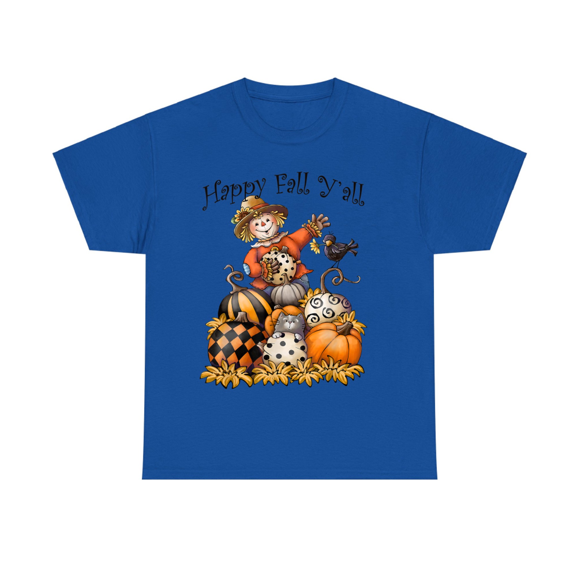 Scarecrow Happy Fall Y'all Pumpkin Thanksgiving Halloween T-Shirt