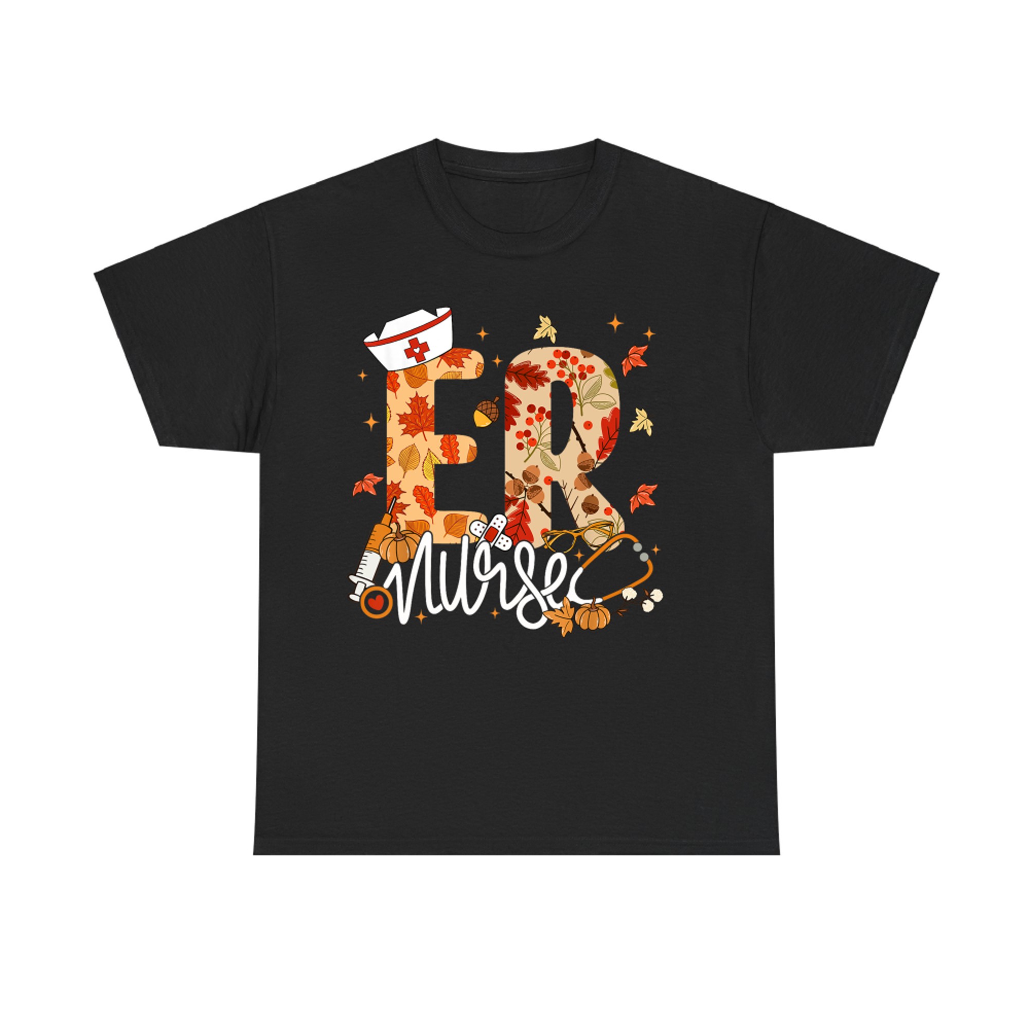 Stethoscope ER Nurse Fall Yall Autumn Leaves Thanksgiving T-Shirt