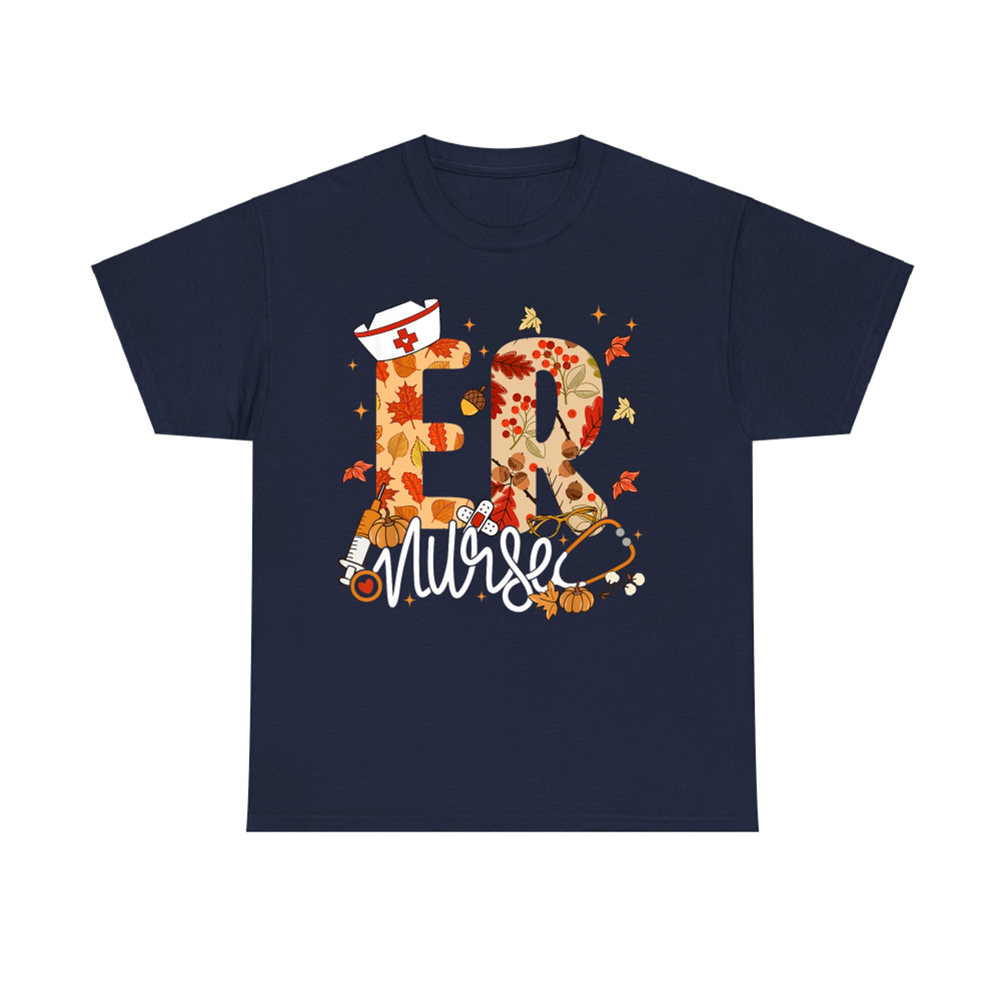 Stethoscope ER Nurse Fall Yall Autumn Leaves Thanksgiving T-Shirt