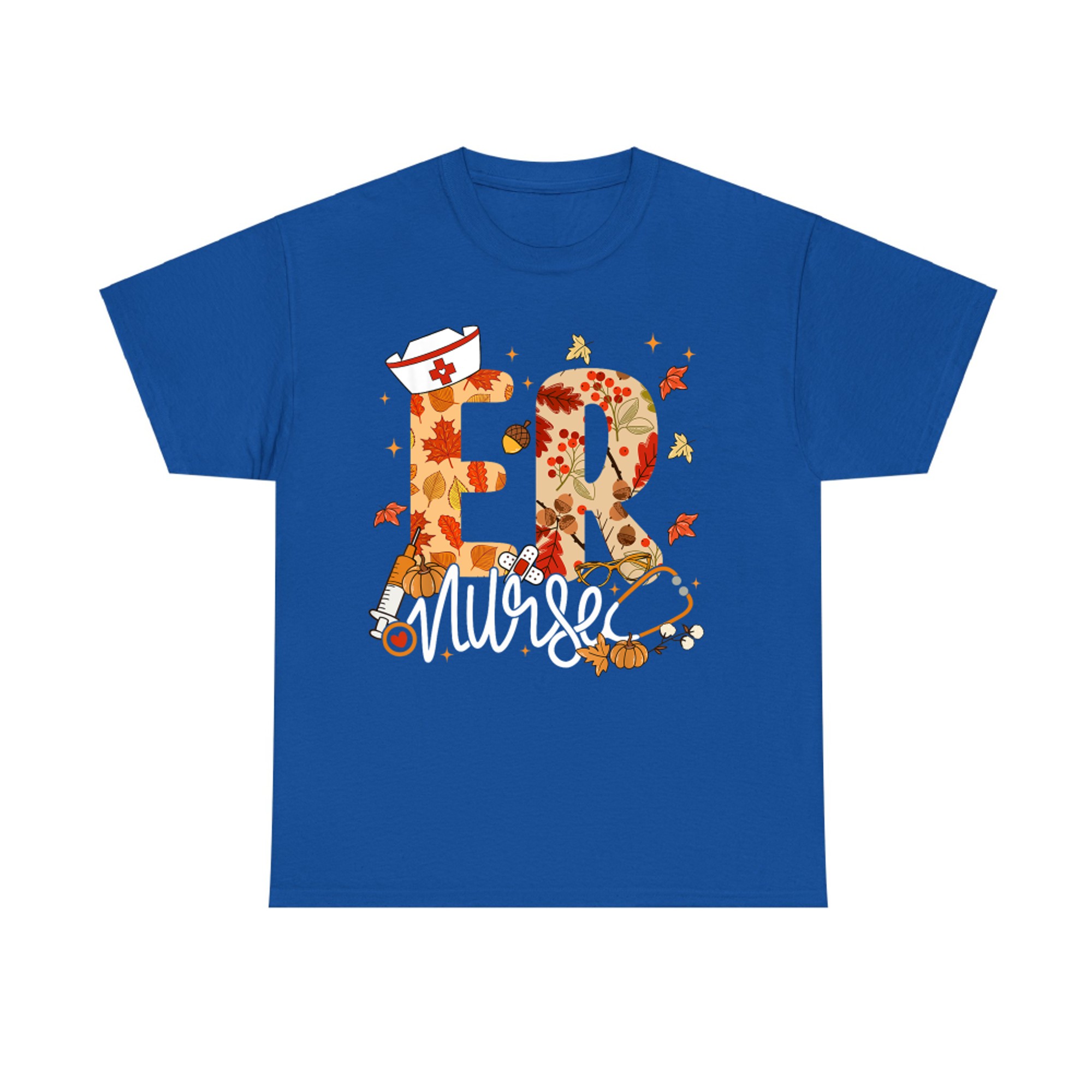 Stethoscope ER Nurse Fall Yall Autumn Leaves Thanksgiving T-Shirt