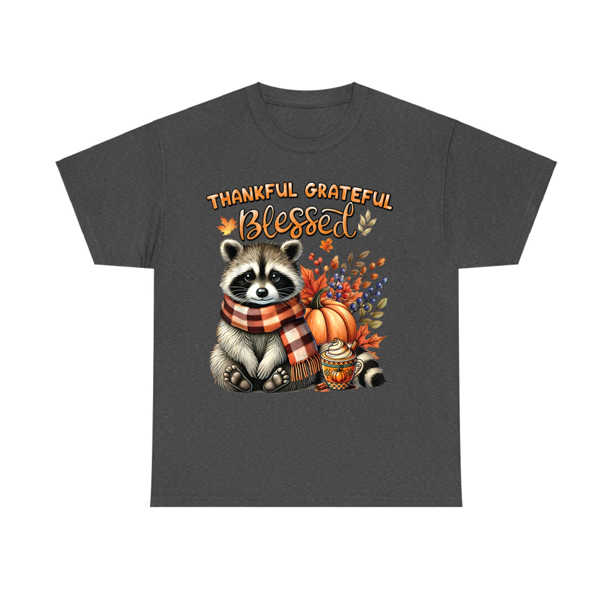 Thankful Grateful Blessed Cute Raccoon Fall Y'all Autumn T-Shirt