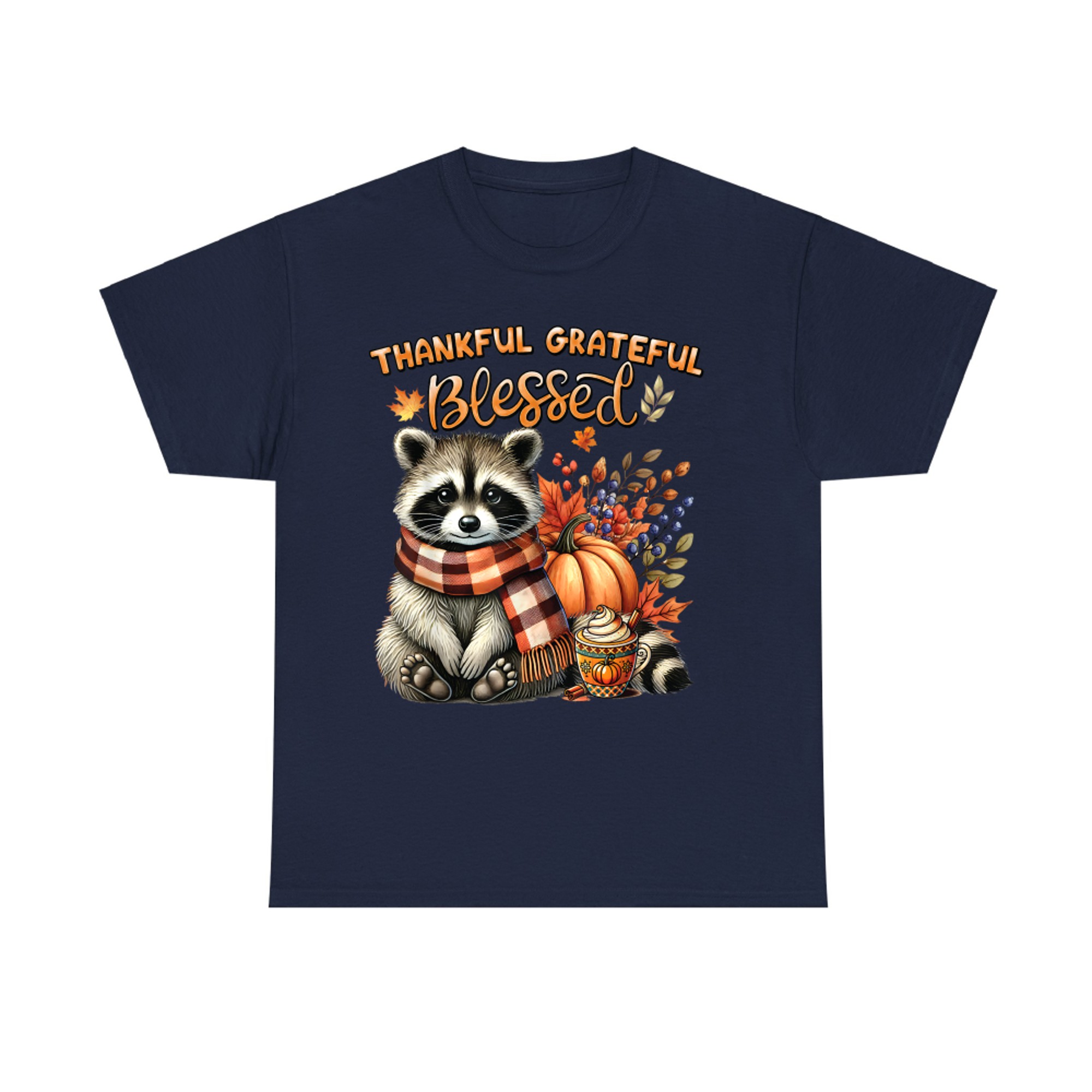 Thankful Grateful Blessed Cute Raccoon Fall Y'all Autumn T-Shirt