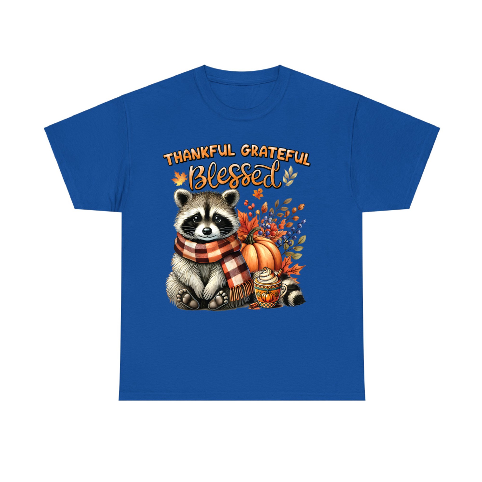 Thankful Grateful Blessed Cute Raccoon Fall Y'all Autumn T-Shirt