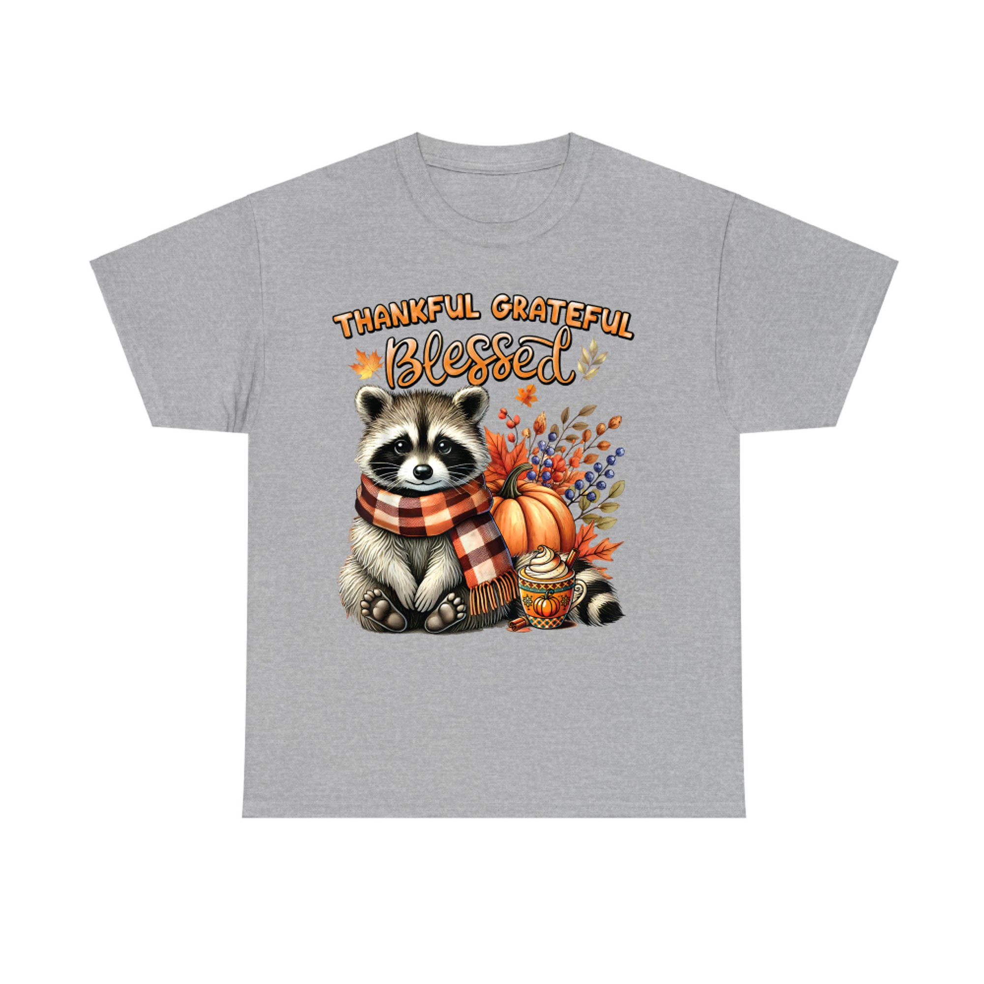Thankful Grateful Blessed Cute Raccoon Fall Y'all Autumn T-Shirt
