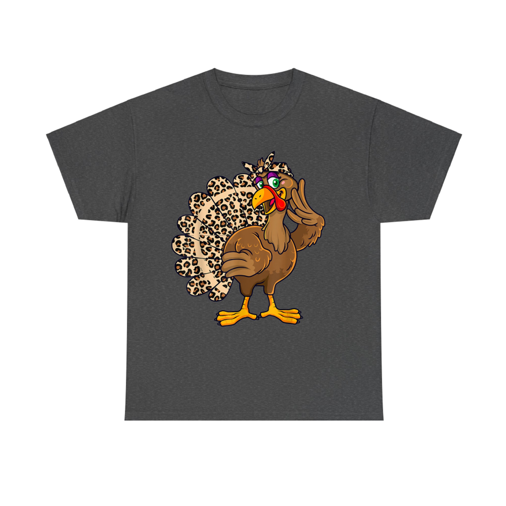 Thanksgiving Cute Turkey Girl Leopard Print Autumn Fall Season T-Shirt