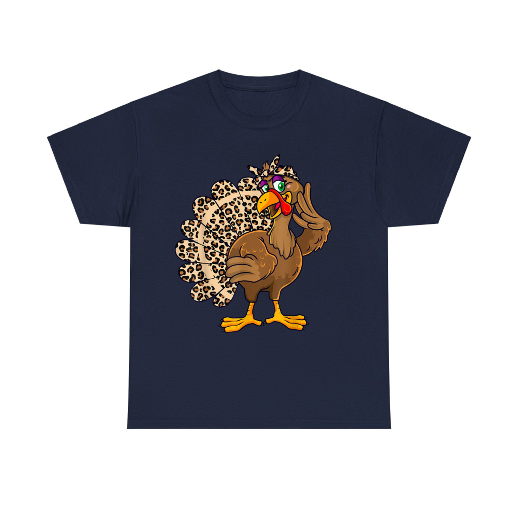 Thanksgiving Cute Turkey Girl Leopard Print Autumn Fall Season T-Shirt