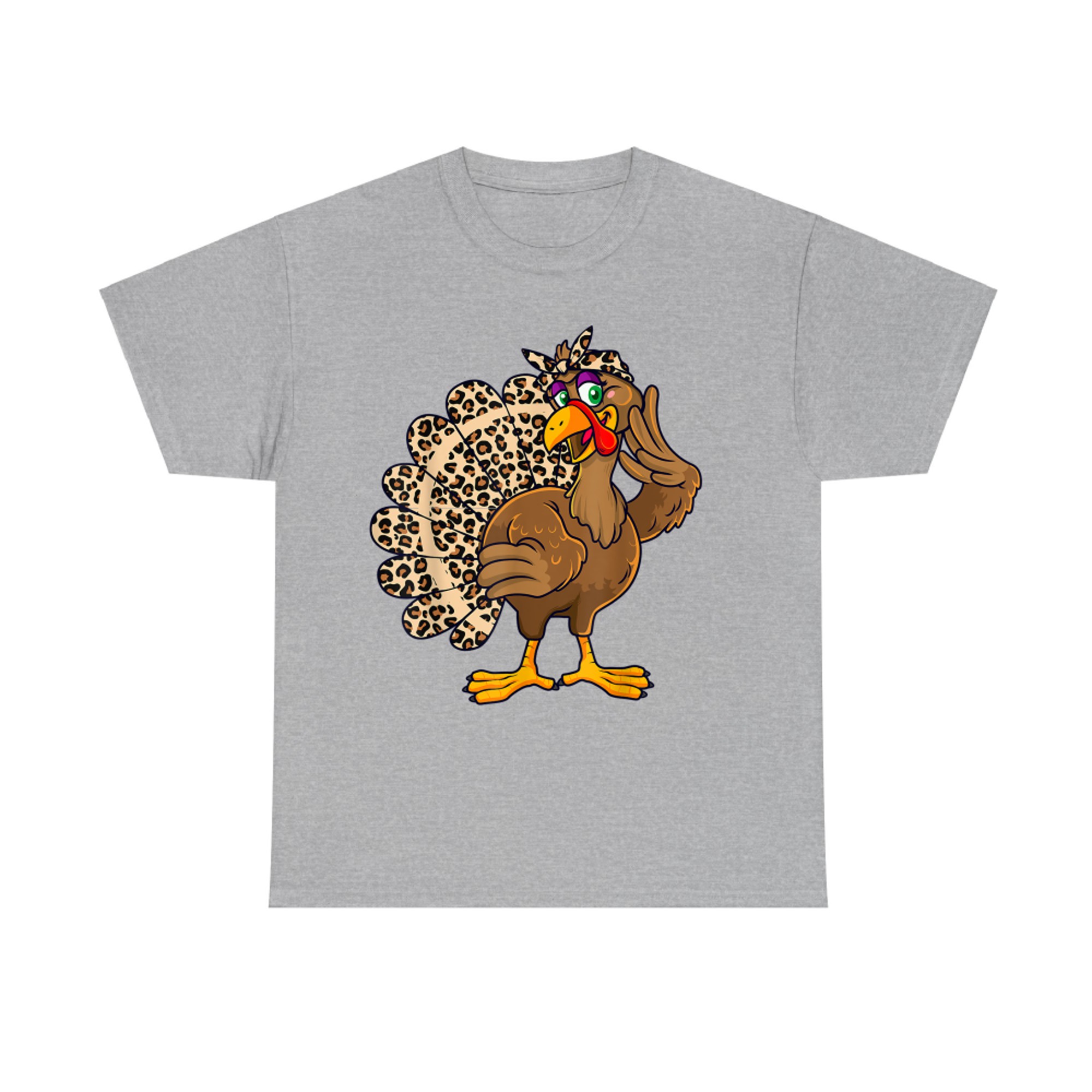 Thanksgiving Cute Turkey Girl Leopard Print Autumn Fall Season T-Shirt
