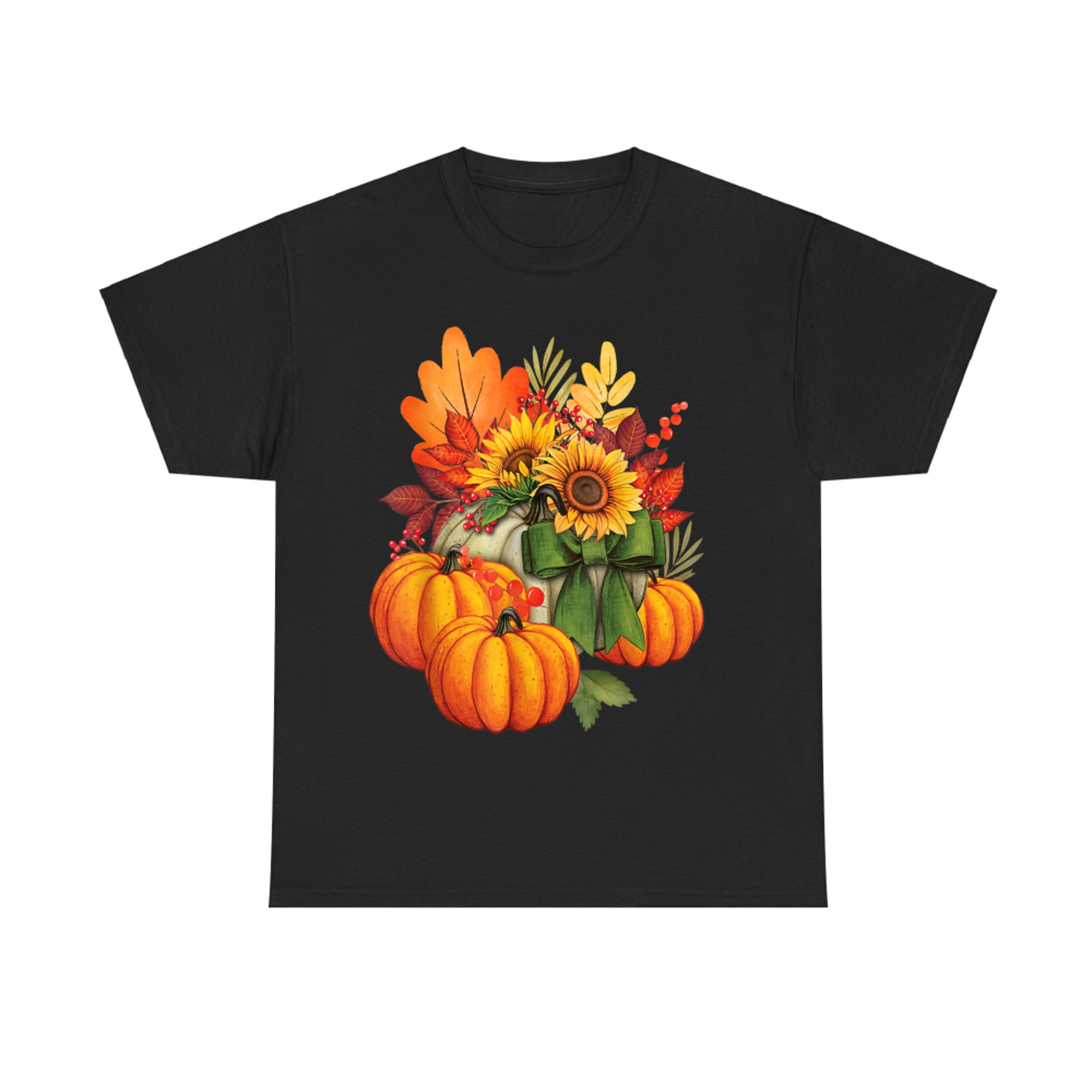 Thanksgiving Pumpkin Sunflower Fall Autumn Holiday T-Shirt