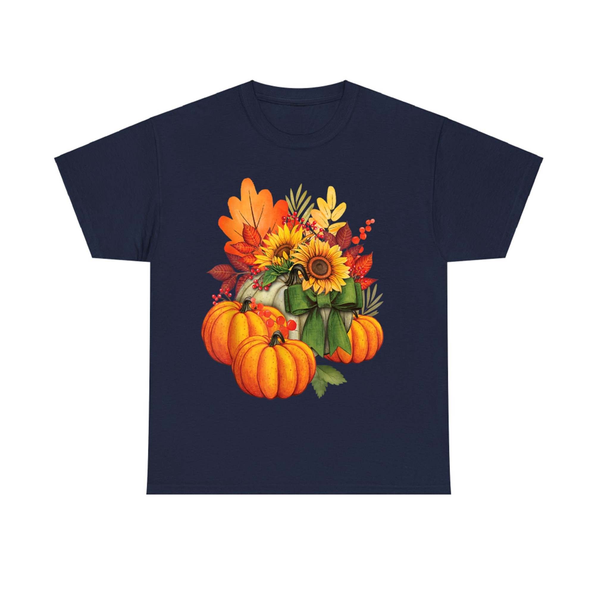 Thanksgiving Pumpkin Sunflower Fall Autumn Holiday T-Shirt