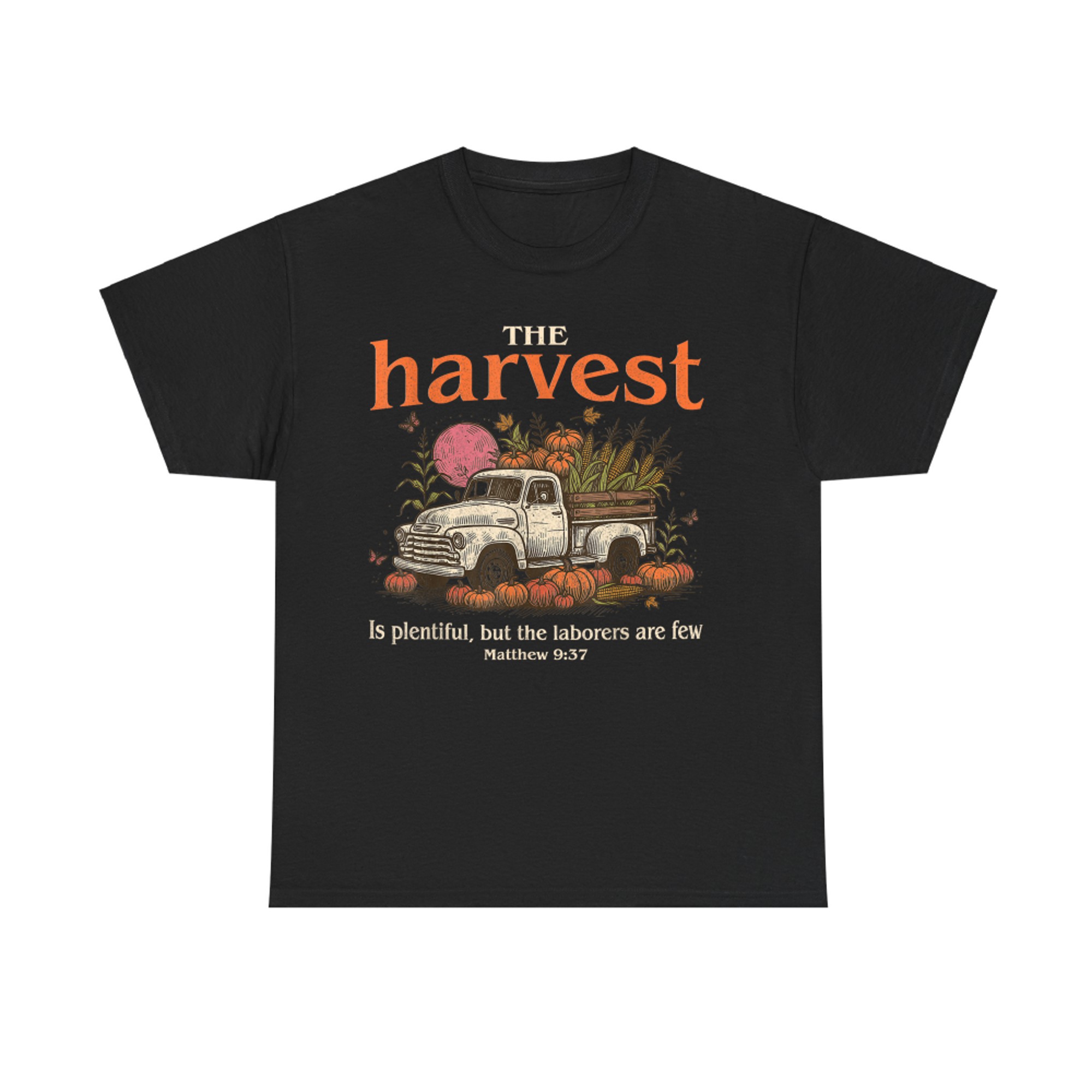 The Harvest Is Plentiful Christian Fall Verse Vintage Truck T-Shirt