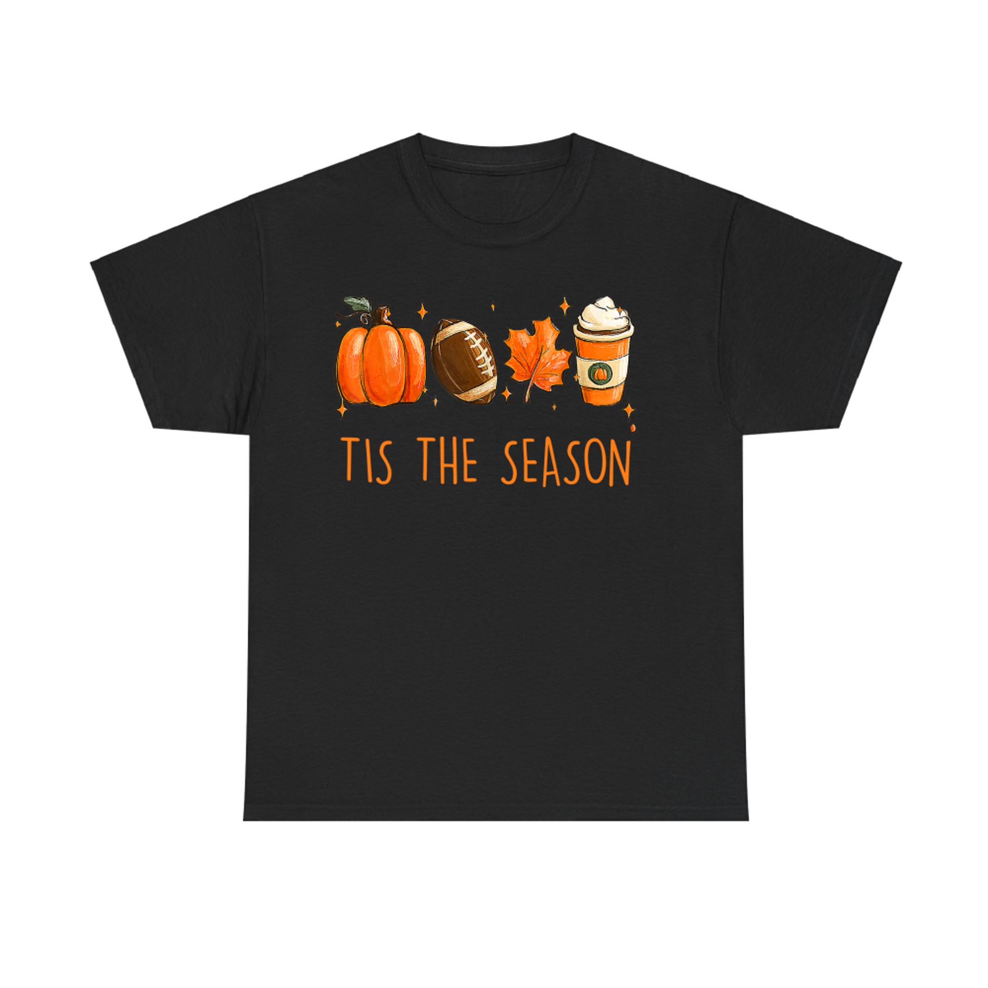 Tis The Season Fall Autumn Football Pumpkin Coffee Leaves T-Shirt