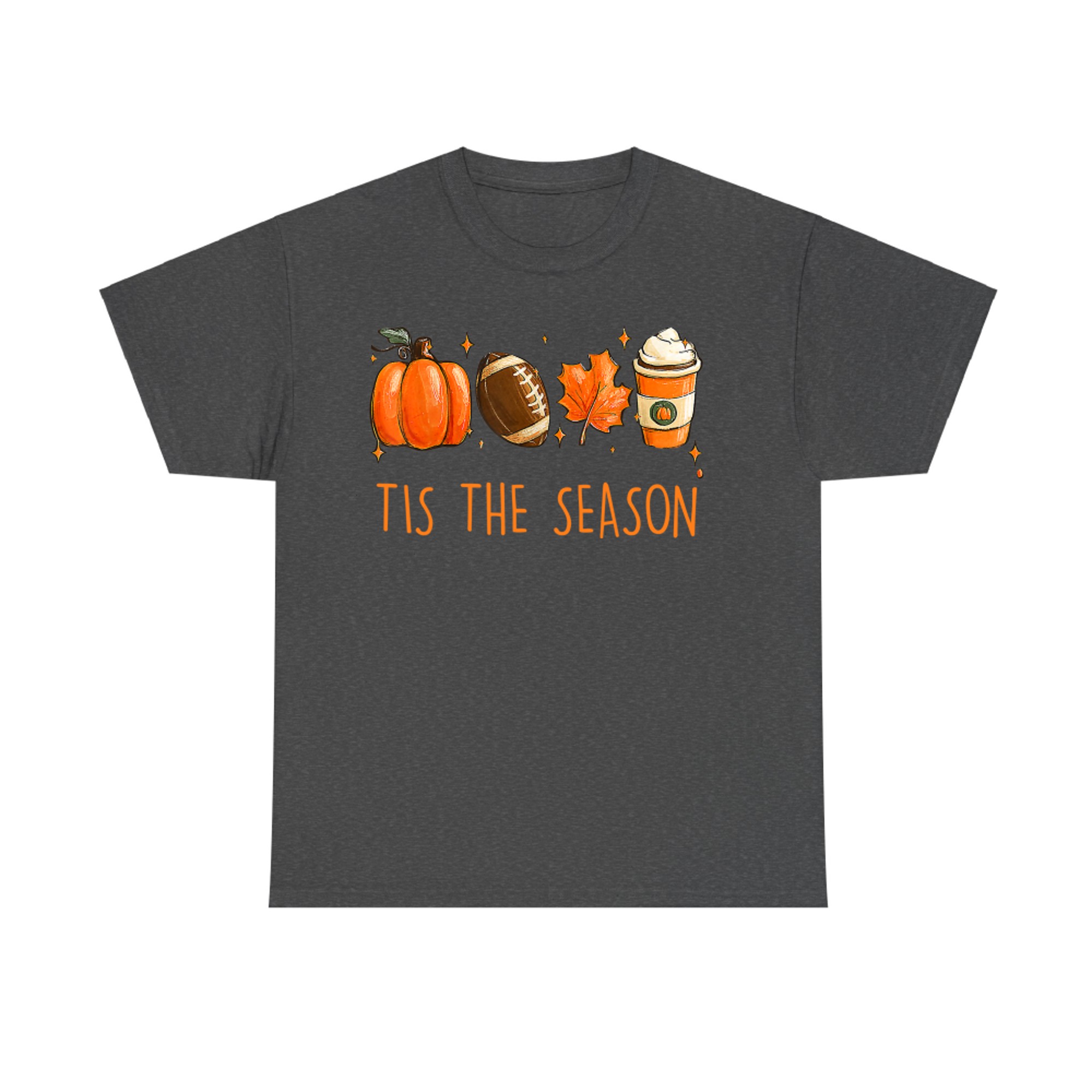 Tis The Season Fall Autumn Football Pumpkin Coffee Leaves T-Shirt