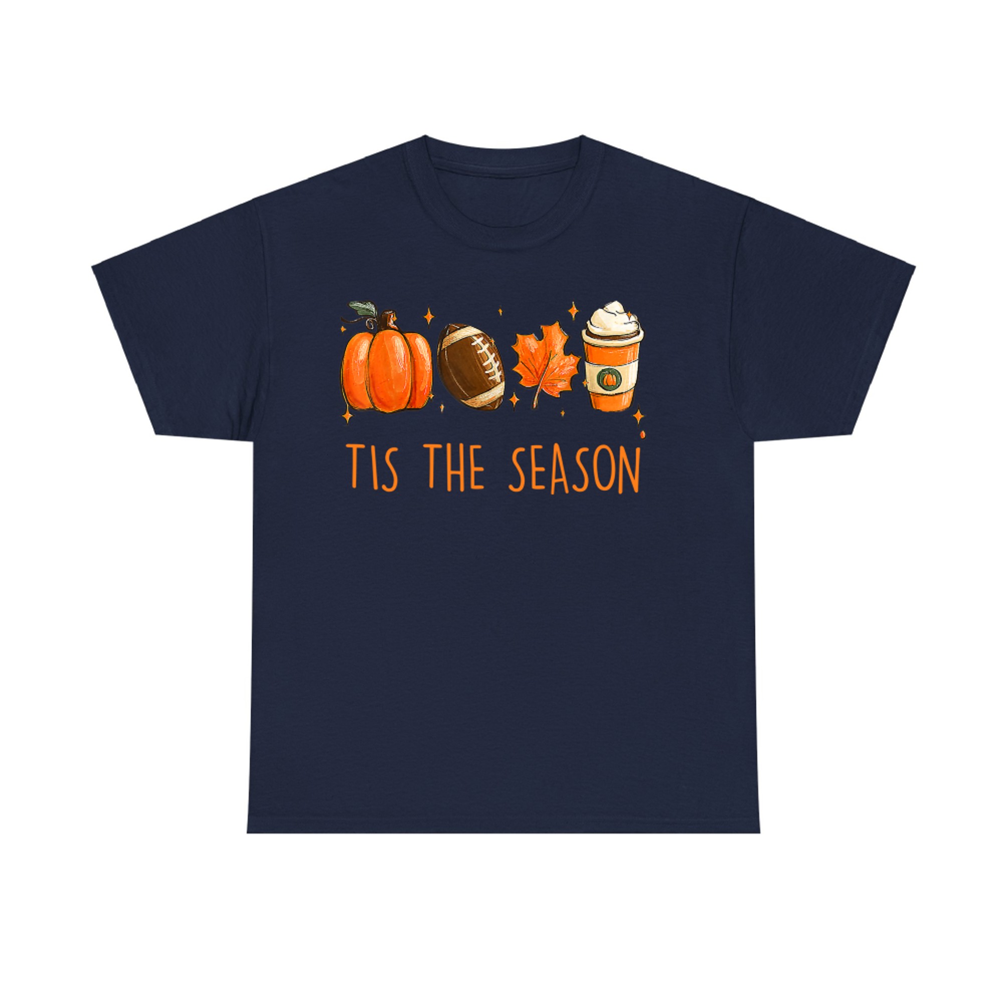 Tis The Season Fall Autumn Football Pumpkin Coffee Leaves T-Shirt