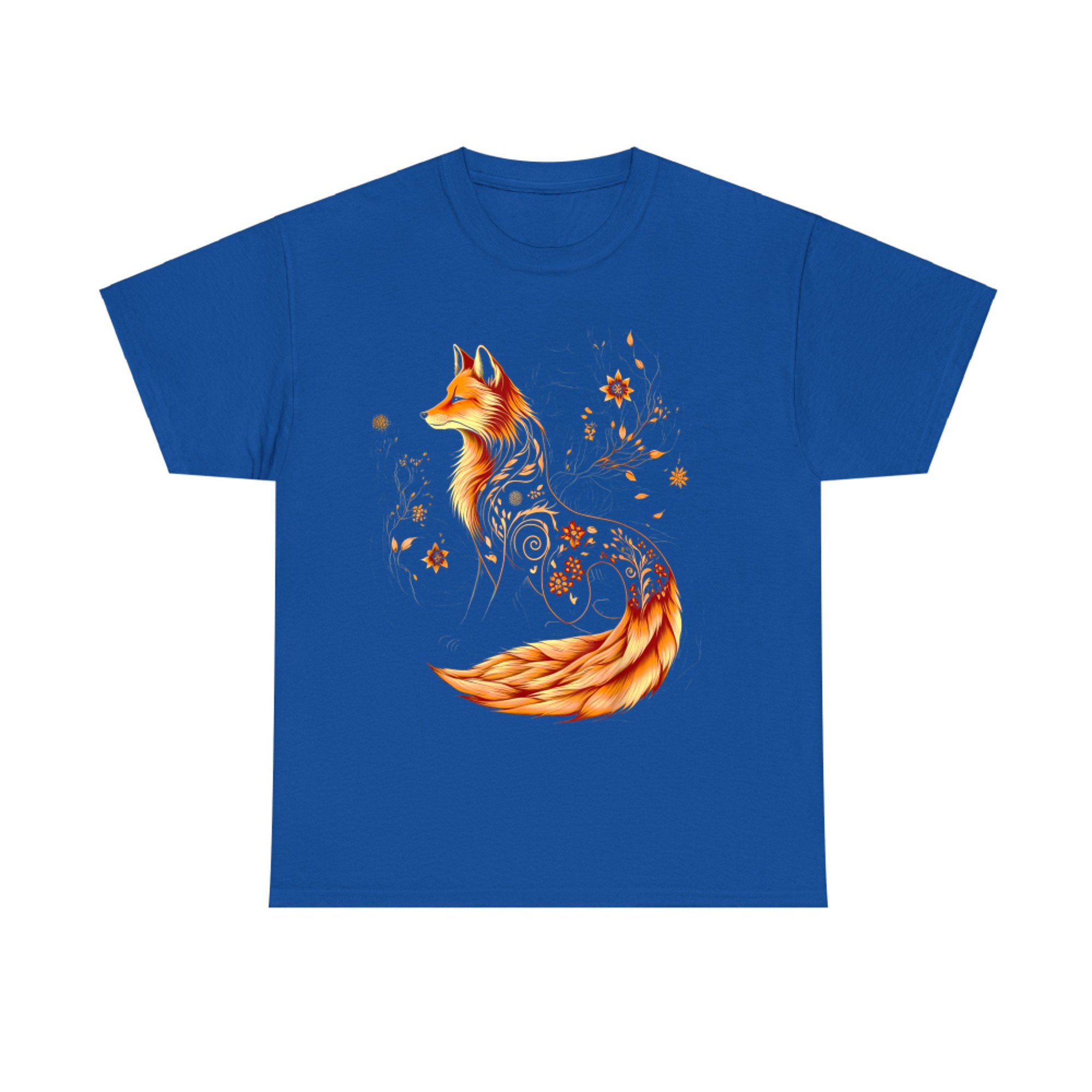 Autumn Fox Swirling Floral Details Forest Vibe T-Shirt