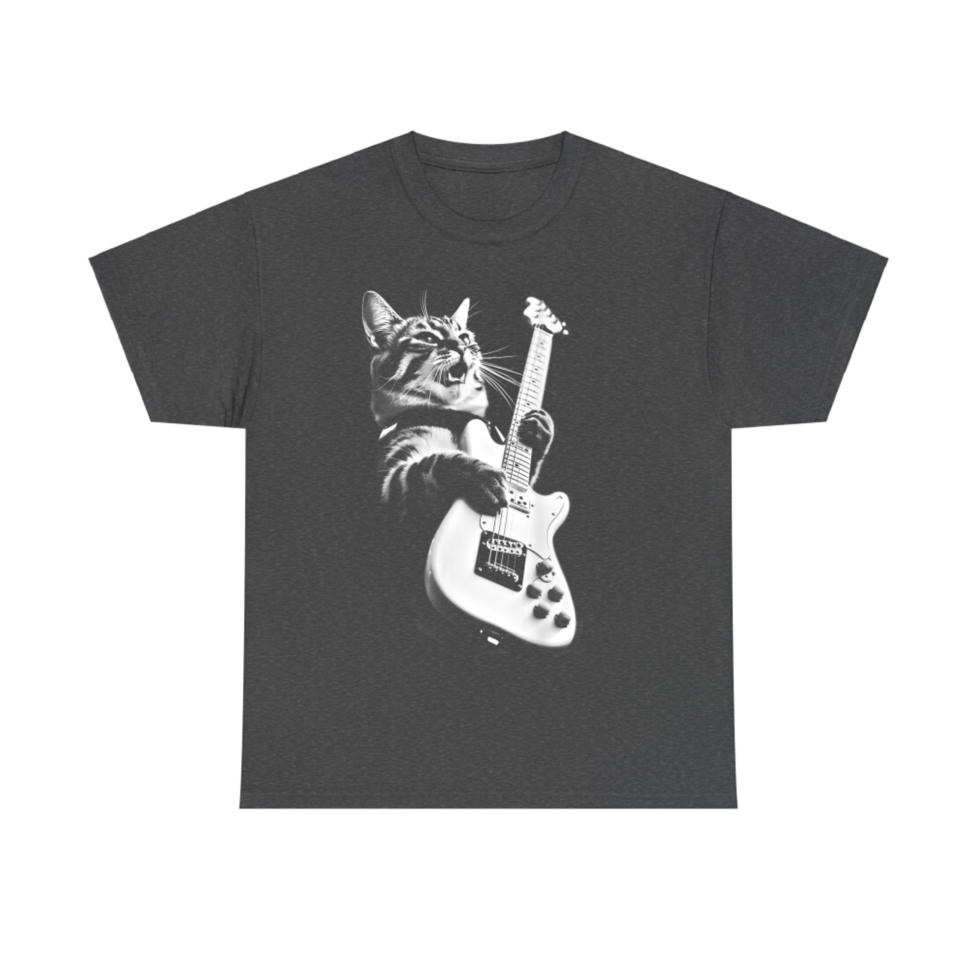 Cool Cat Guitar Player Rock Music Funny T-Shirt