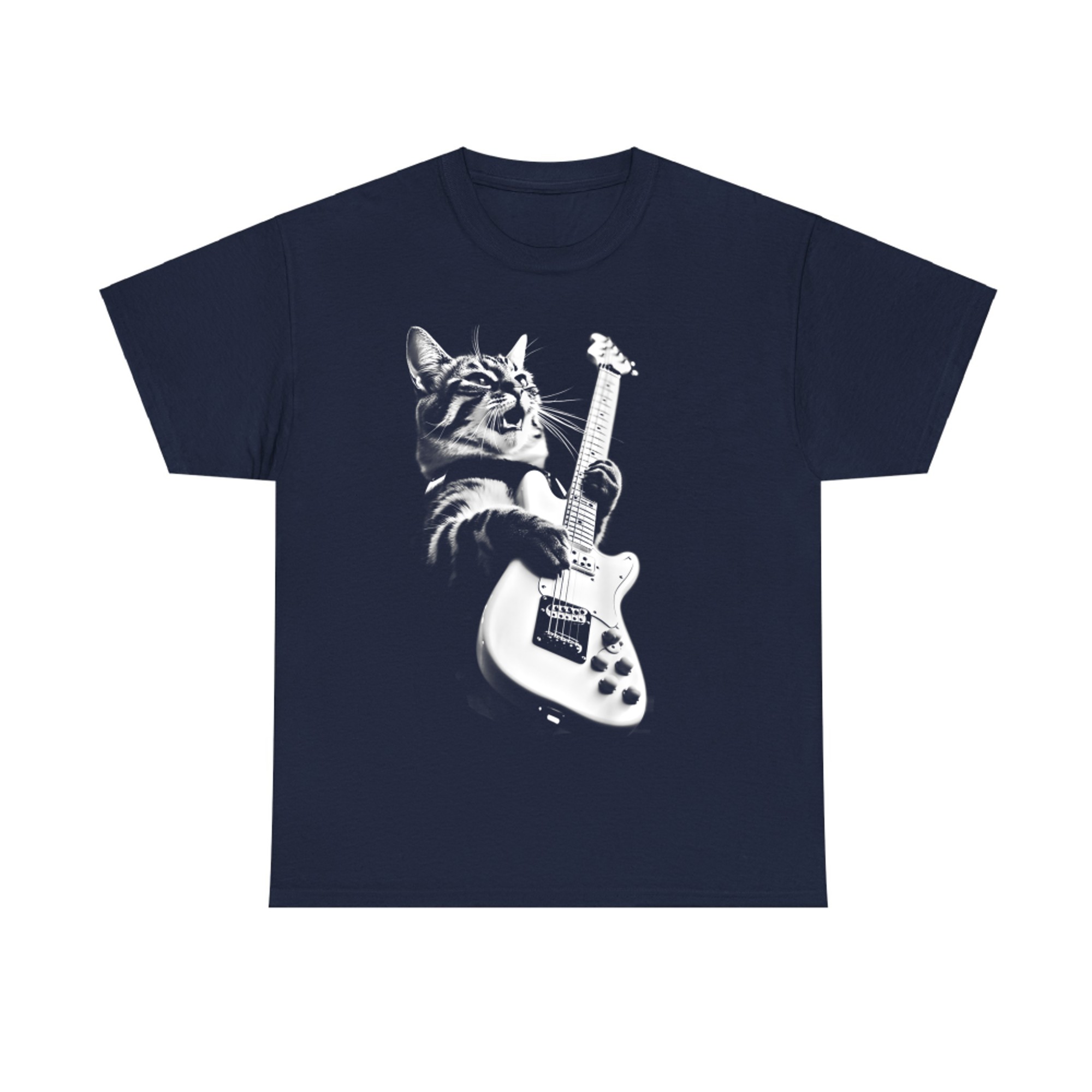 Cool Cat Guitar Player Rock Music Funny T-Shirt