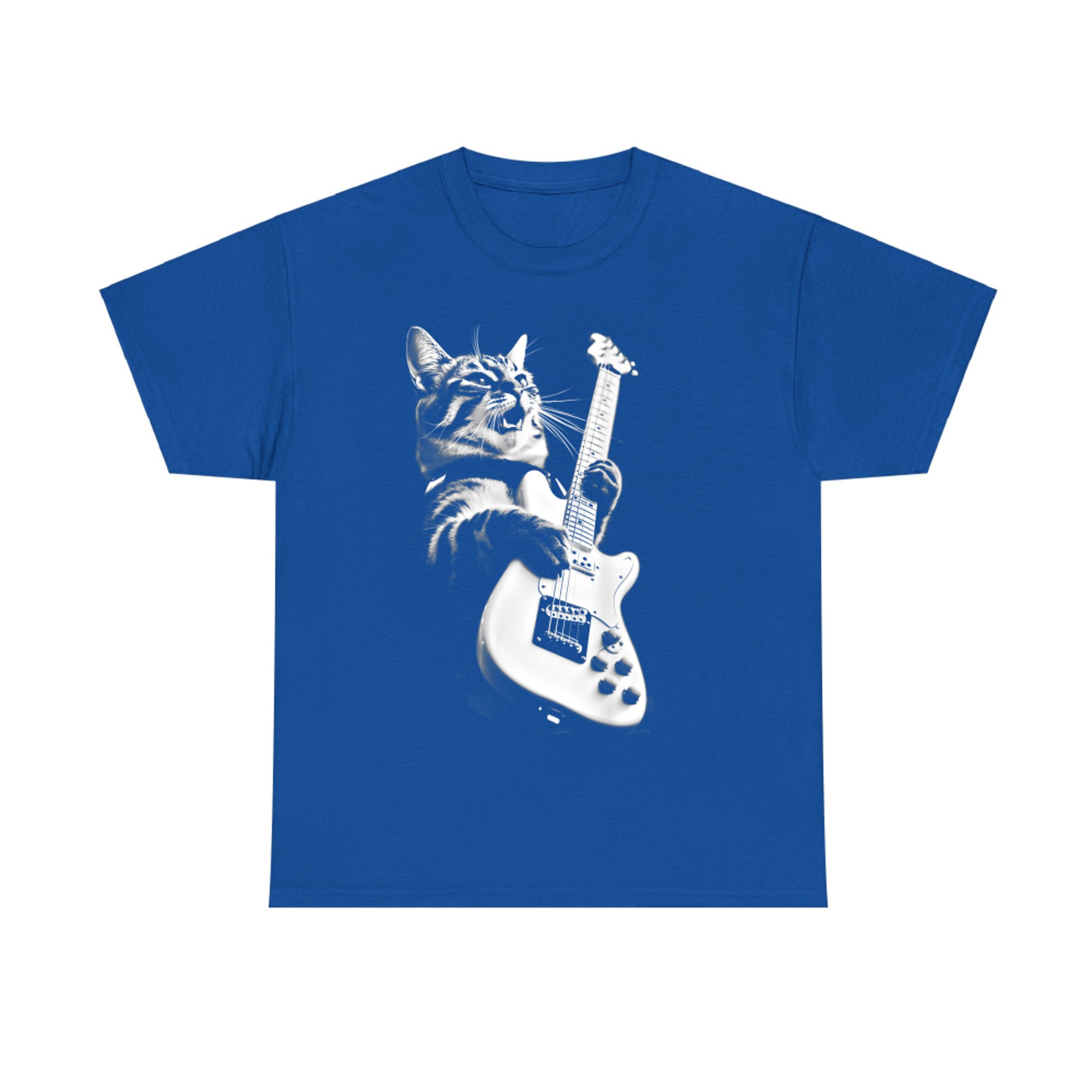 Cool Cat Guitar Player Rock Music Funny T-Shirt
