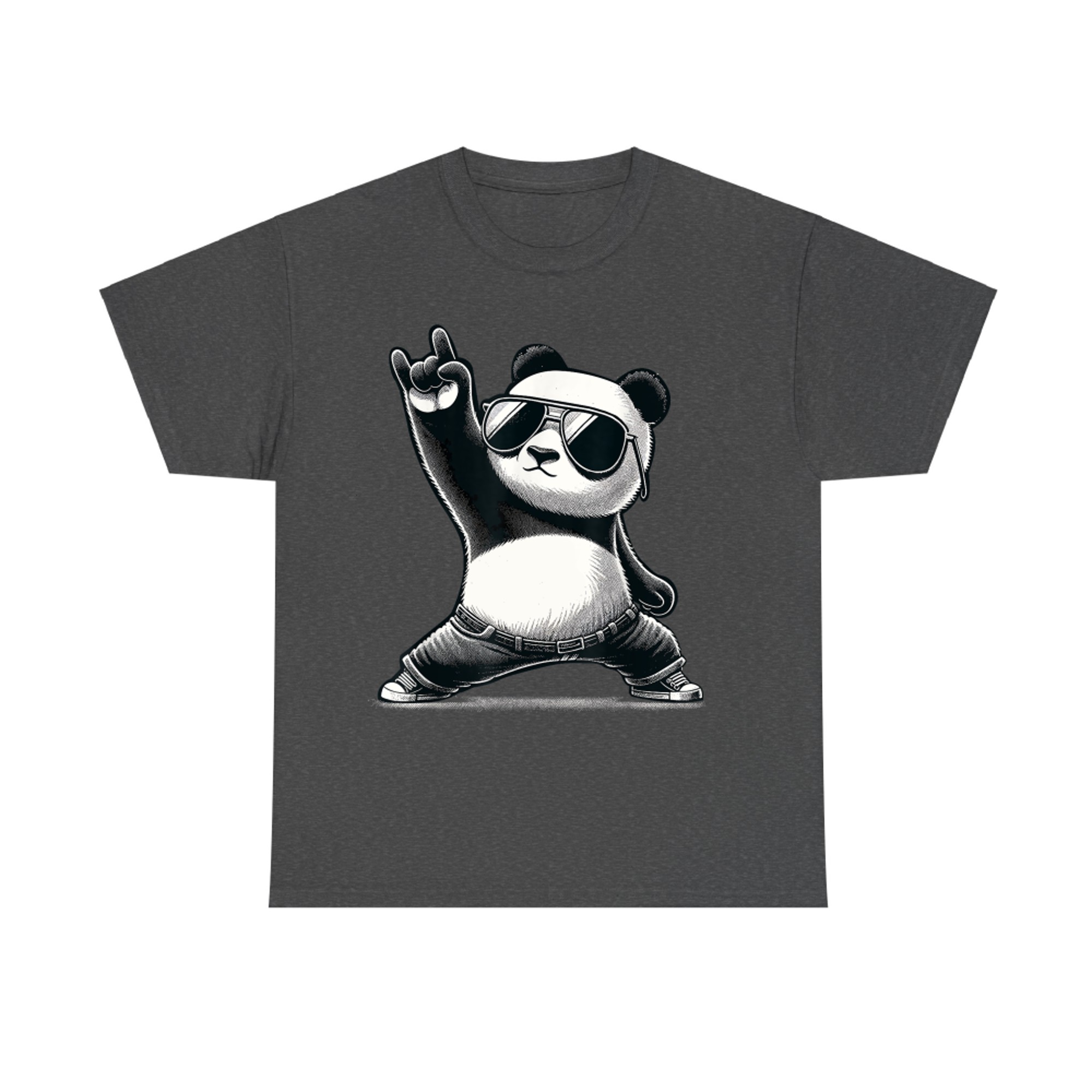 Cool Rocker Panda Sunglasses Funny Retro Music Lover T-Shirt