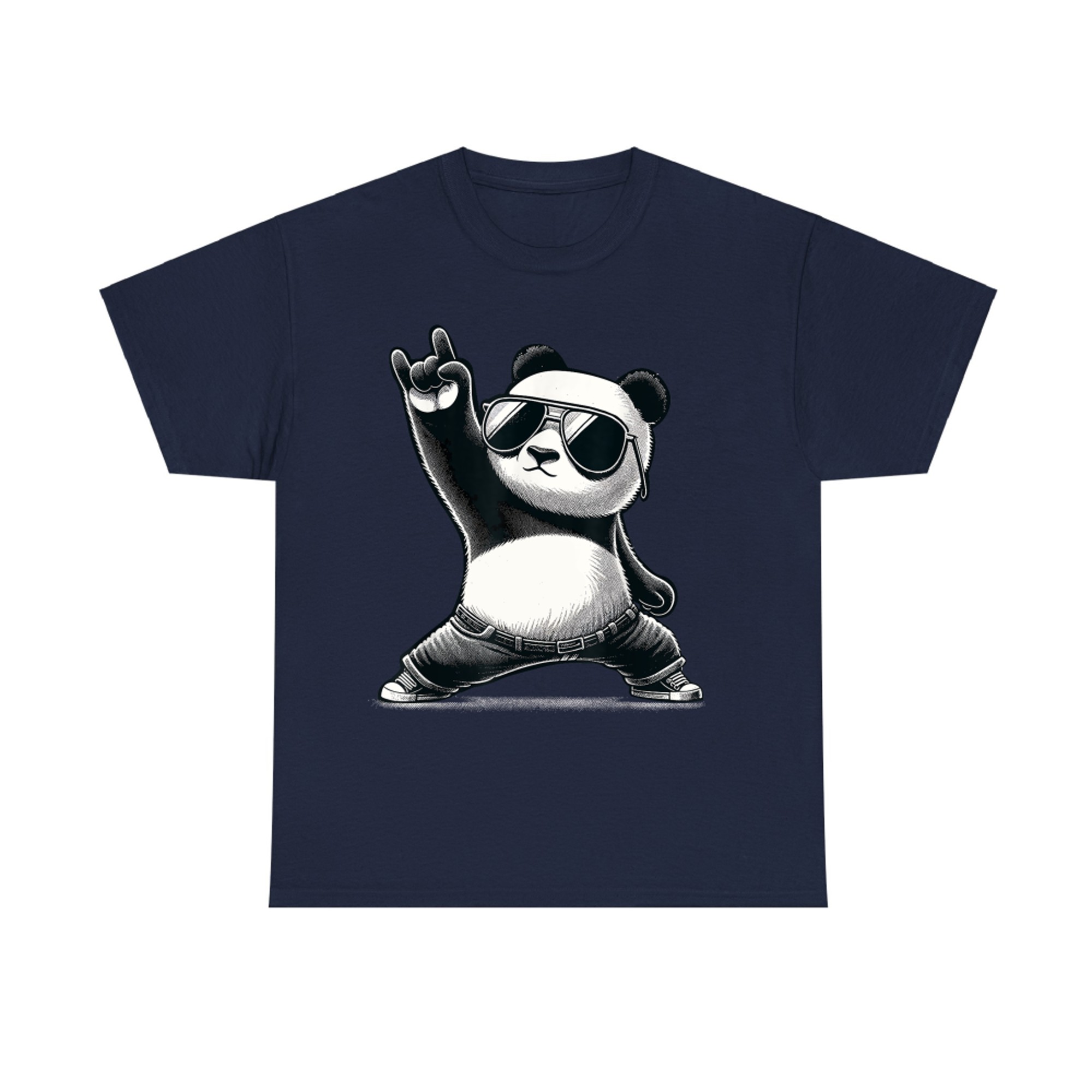 Cool Rocker Panda Sunglasses Funny Retro Music Lover T-Shirt