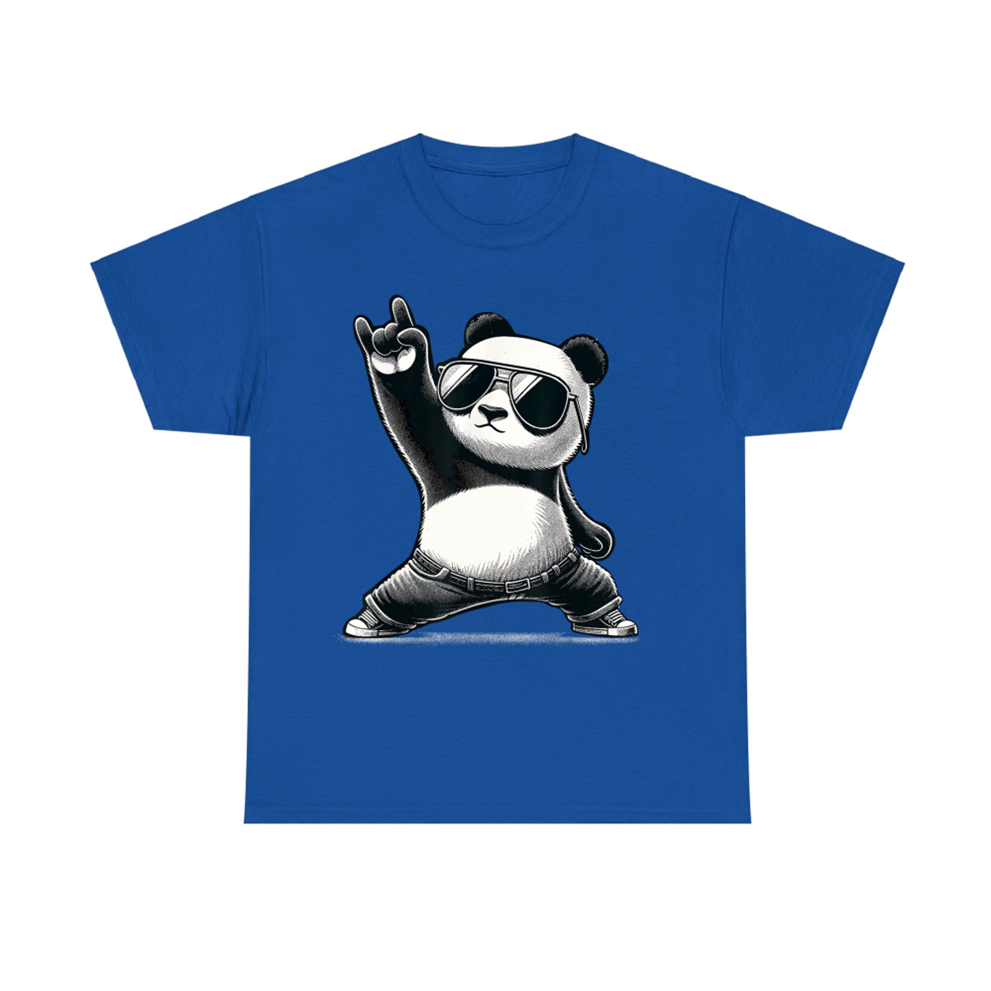Cool Rocker Panda Sunglasses Funny Retro Music Lover T-Shirt