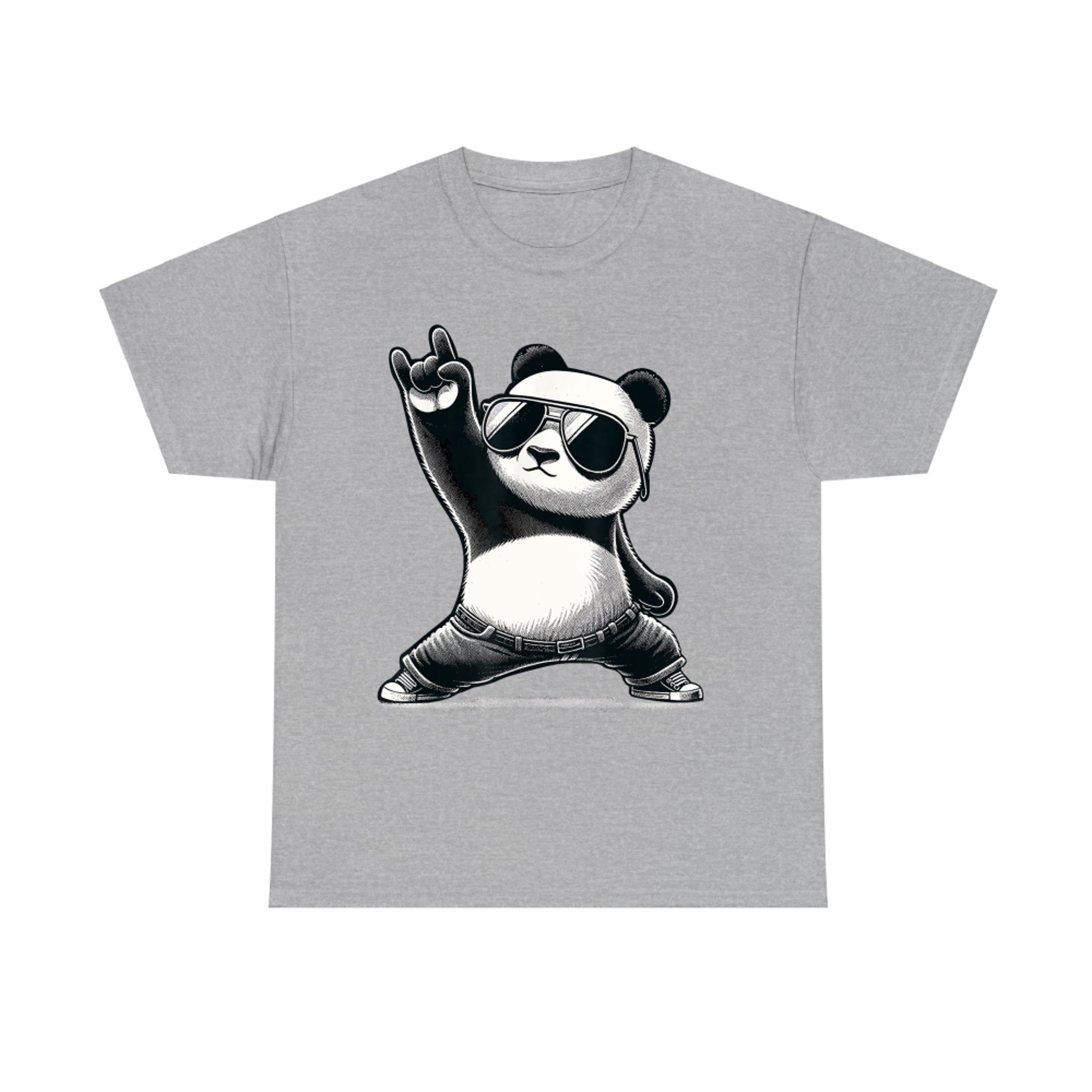 Cool Rocker Panda Sunglasses Funny Retro Music Lover T-Shirt