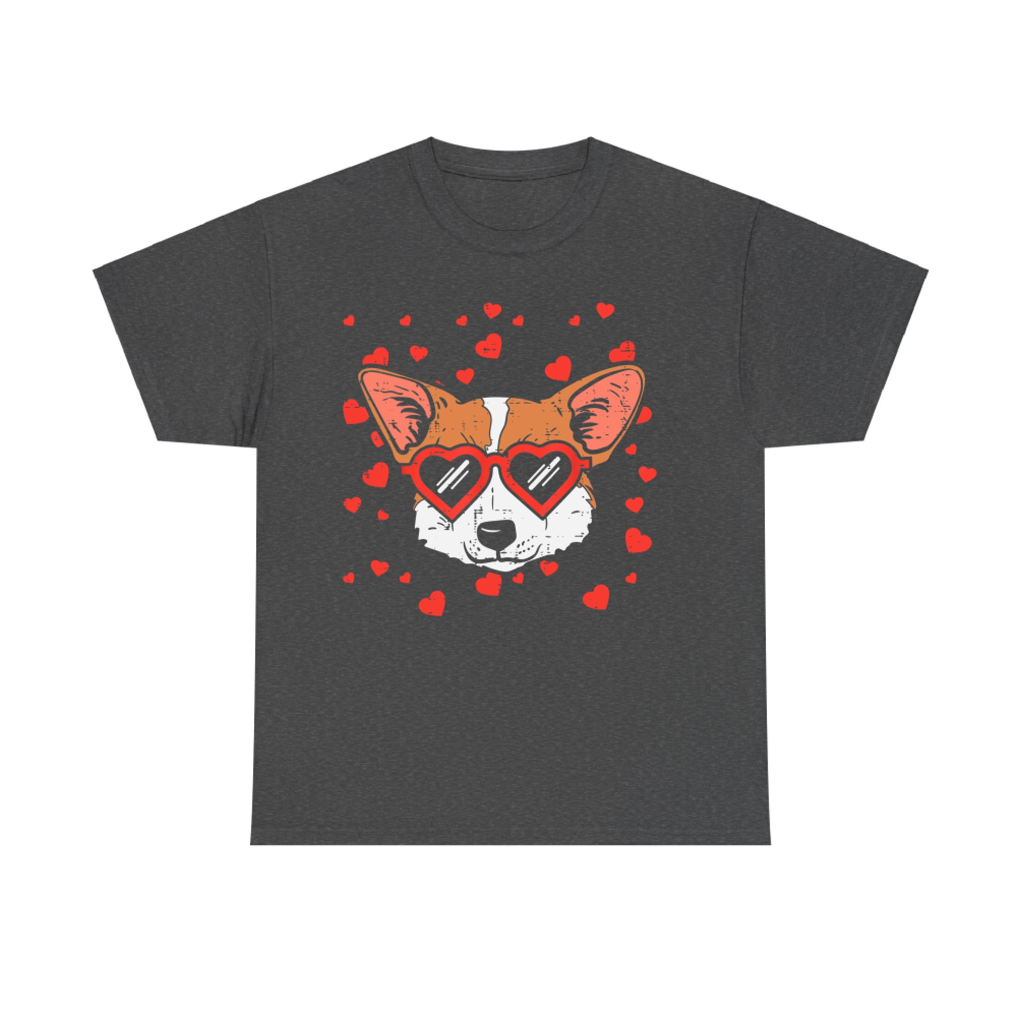 Cute Corgi Dog with Heart Sunglasses Love Hearts T-Shirt