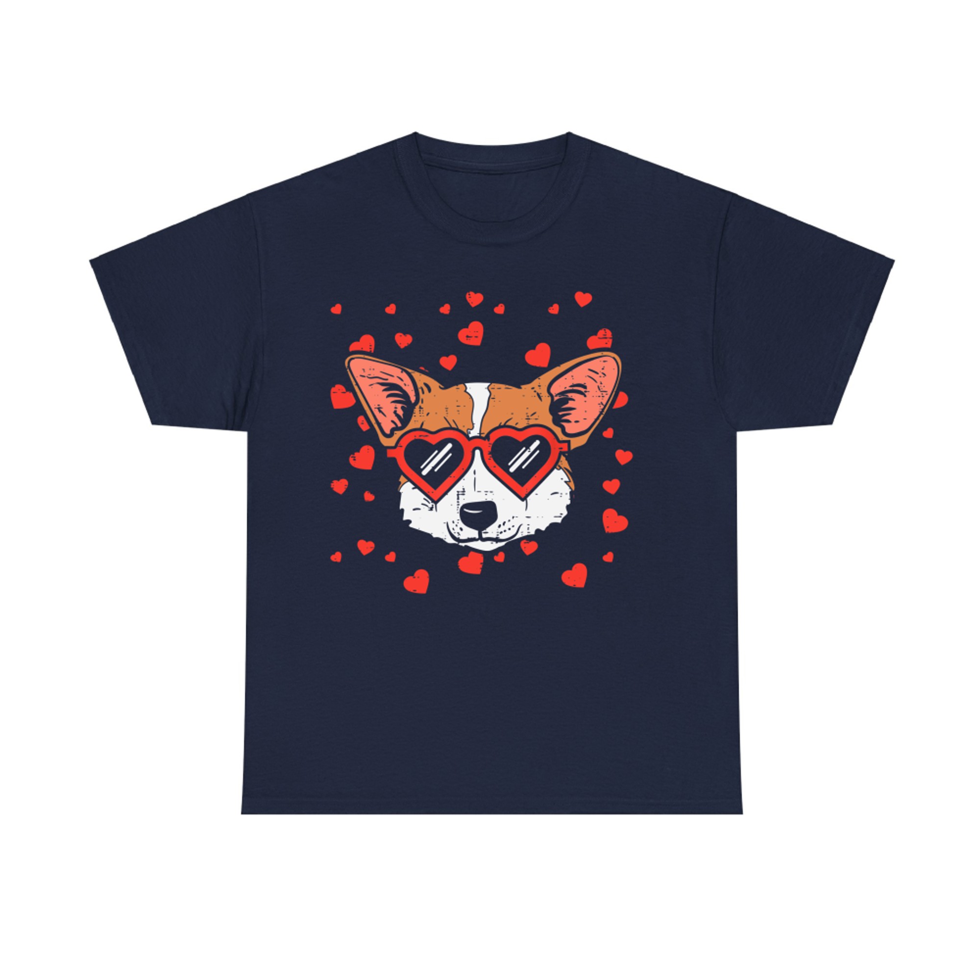 Cute Corgi Dog with Heart Sunglasses Love Hearts T-Shirt