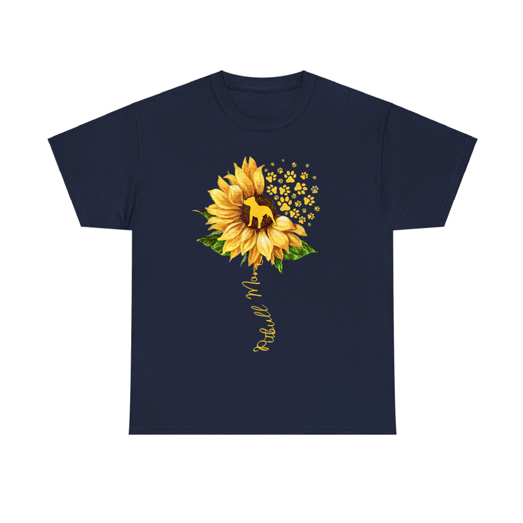 Pitbull Mom Sunflower Dog Lover Mother's Day Dog T-Shirt