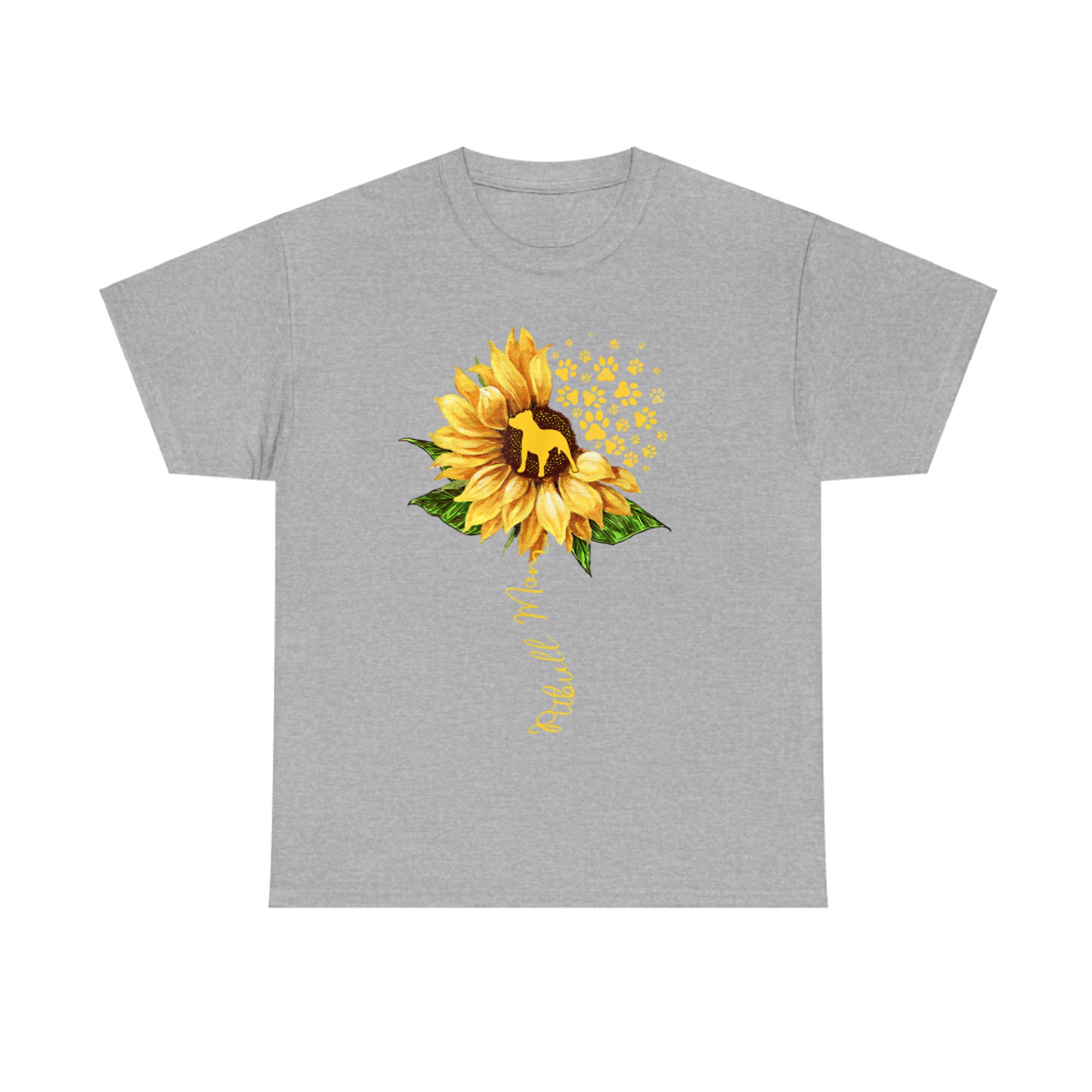 Pitbull Mom Sunflower Dog Lover Mother's Day Dog T-Shirt