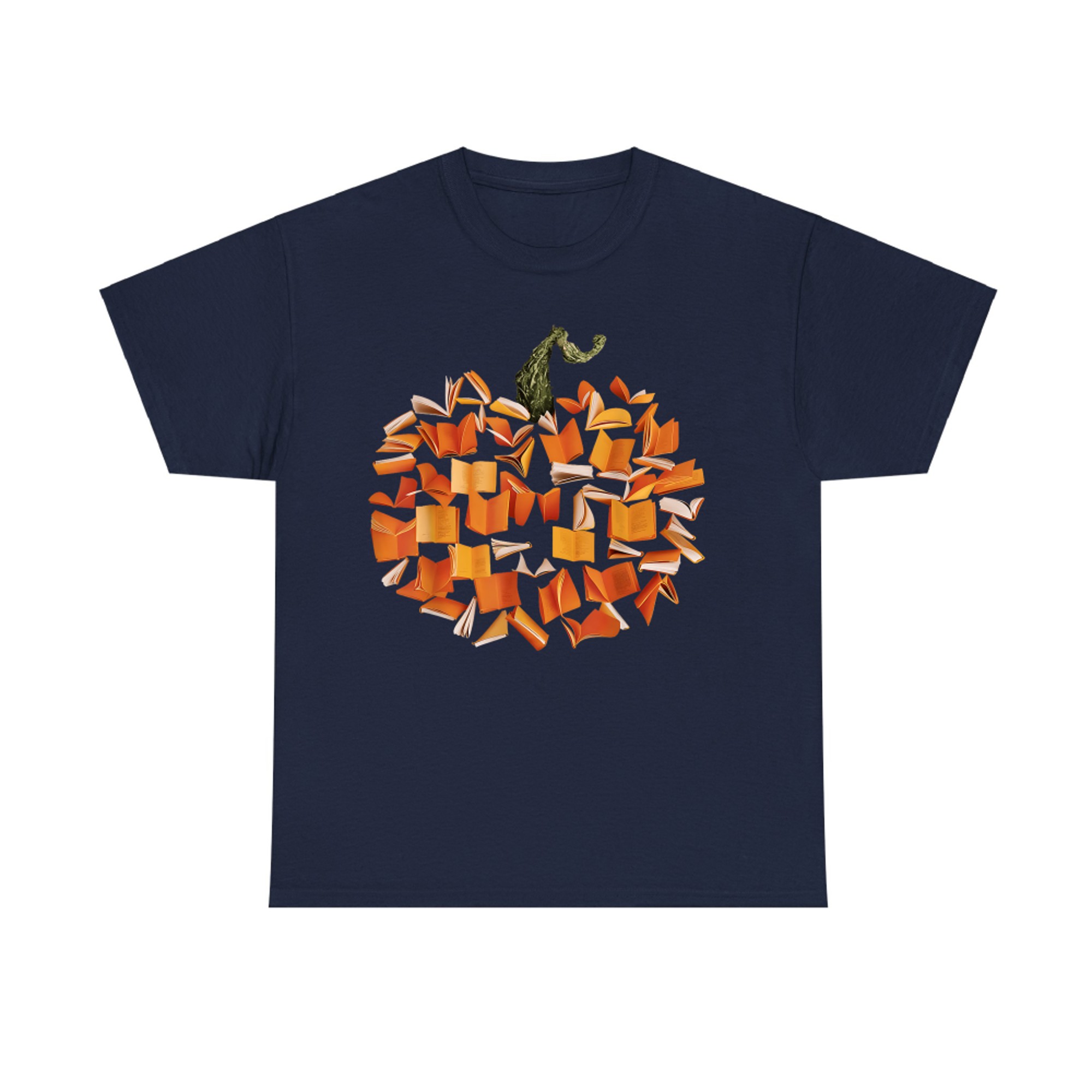 Pumpkin Made of Books Fall Reading Autumn Book Lover T-Shirt