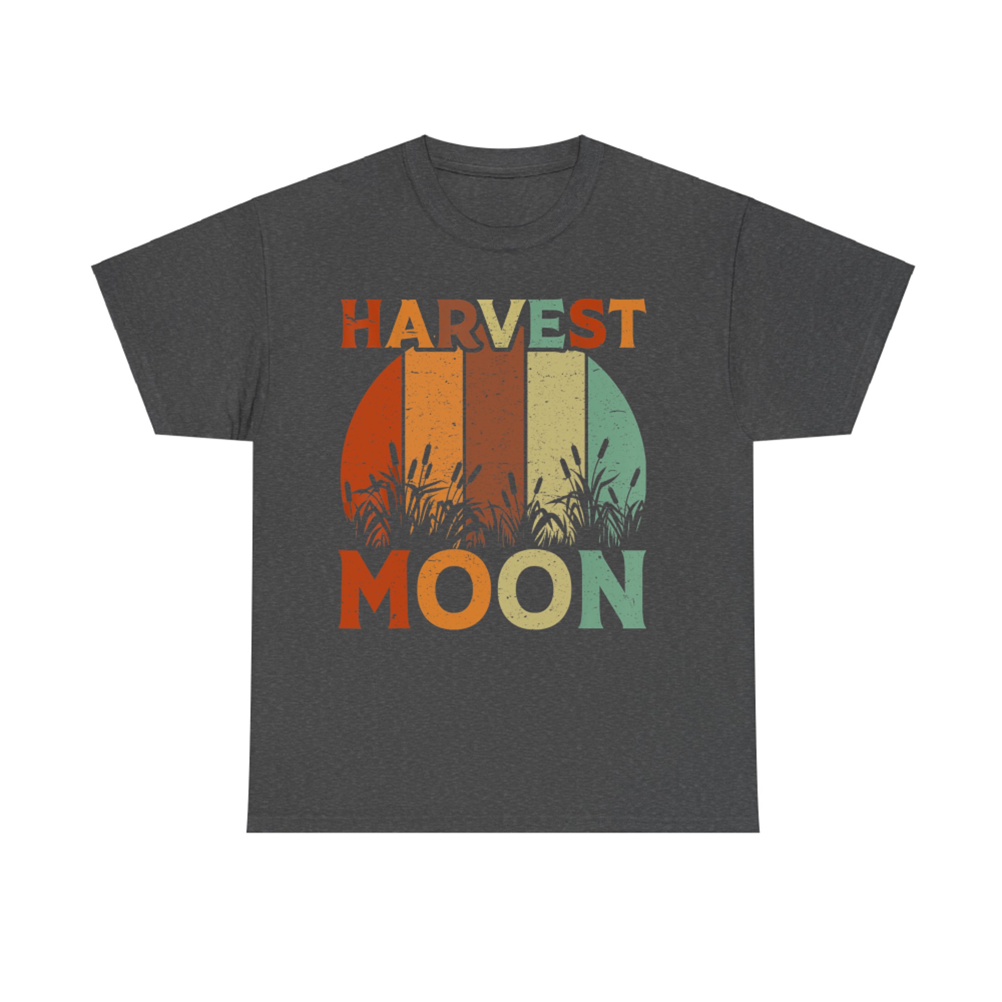 Retro Harvest Moon Fall Sunset Field Grain Autumn T-Shirt
