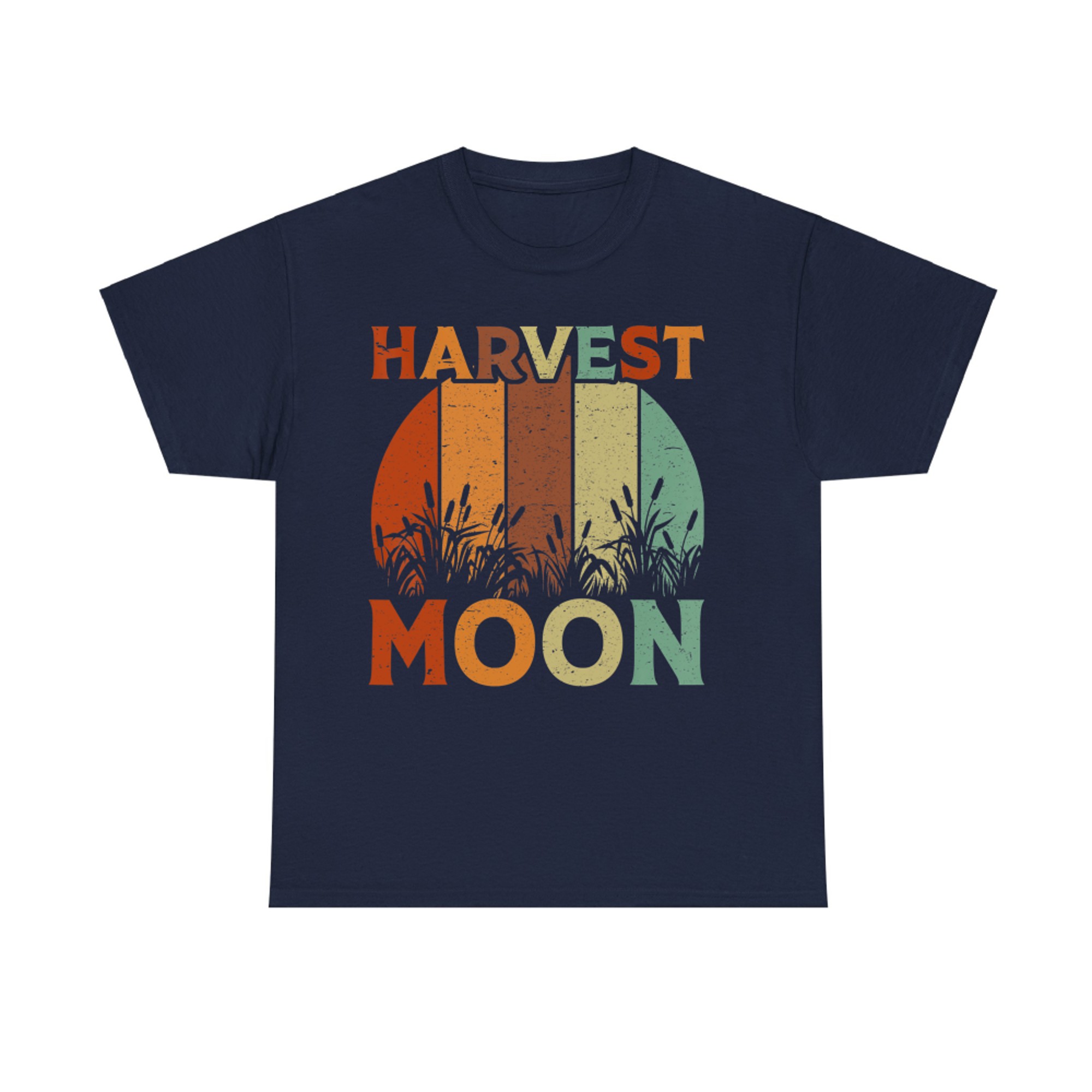 Retro Harvest Moon Fall Sunset Field Grain Autumn T-Shirt