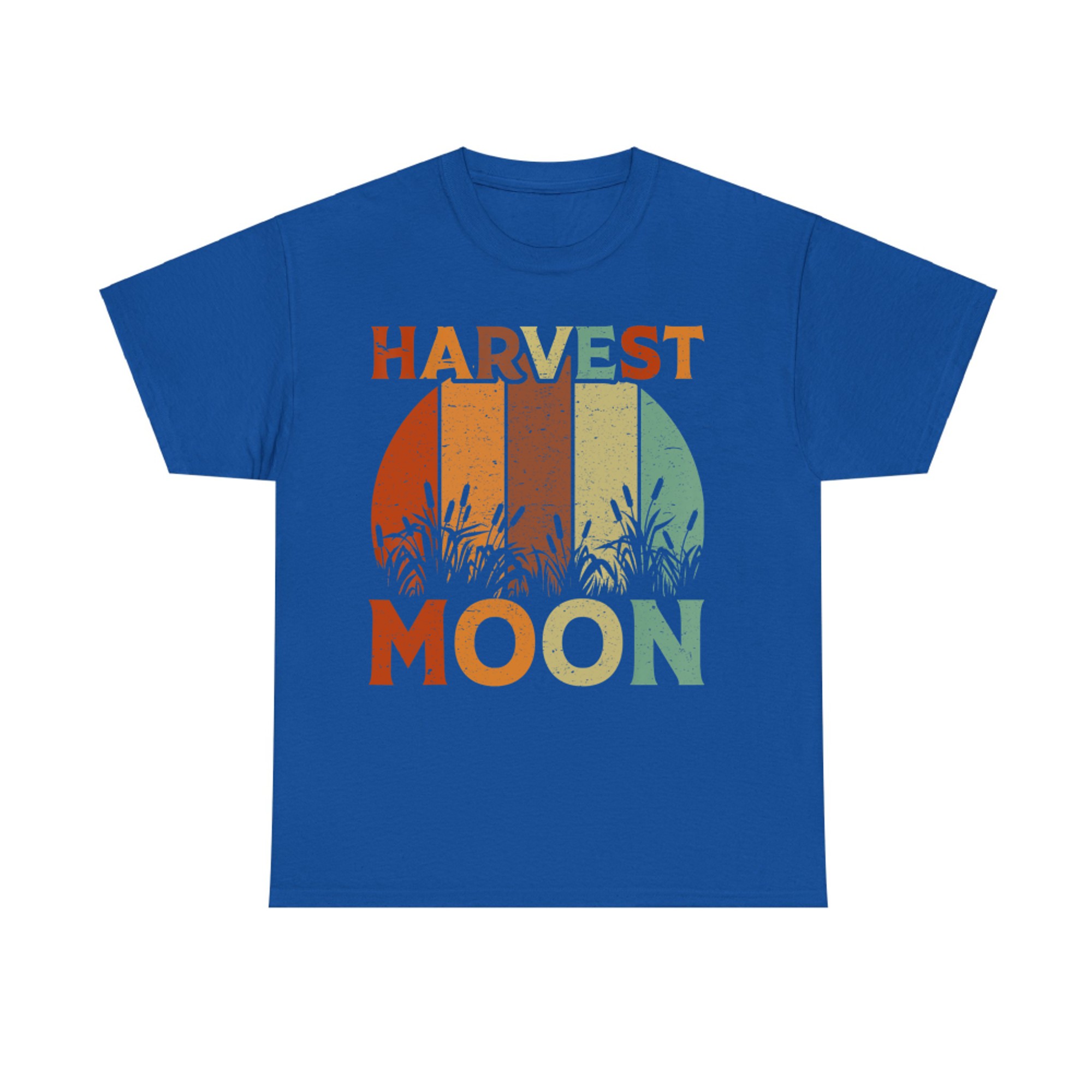 Retro Harvest Moon Fall Sunset Field Grain Autumn T-Shirt
