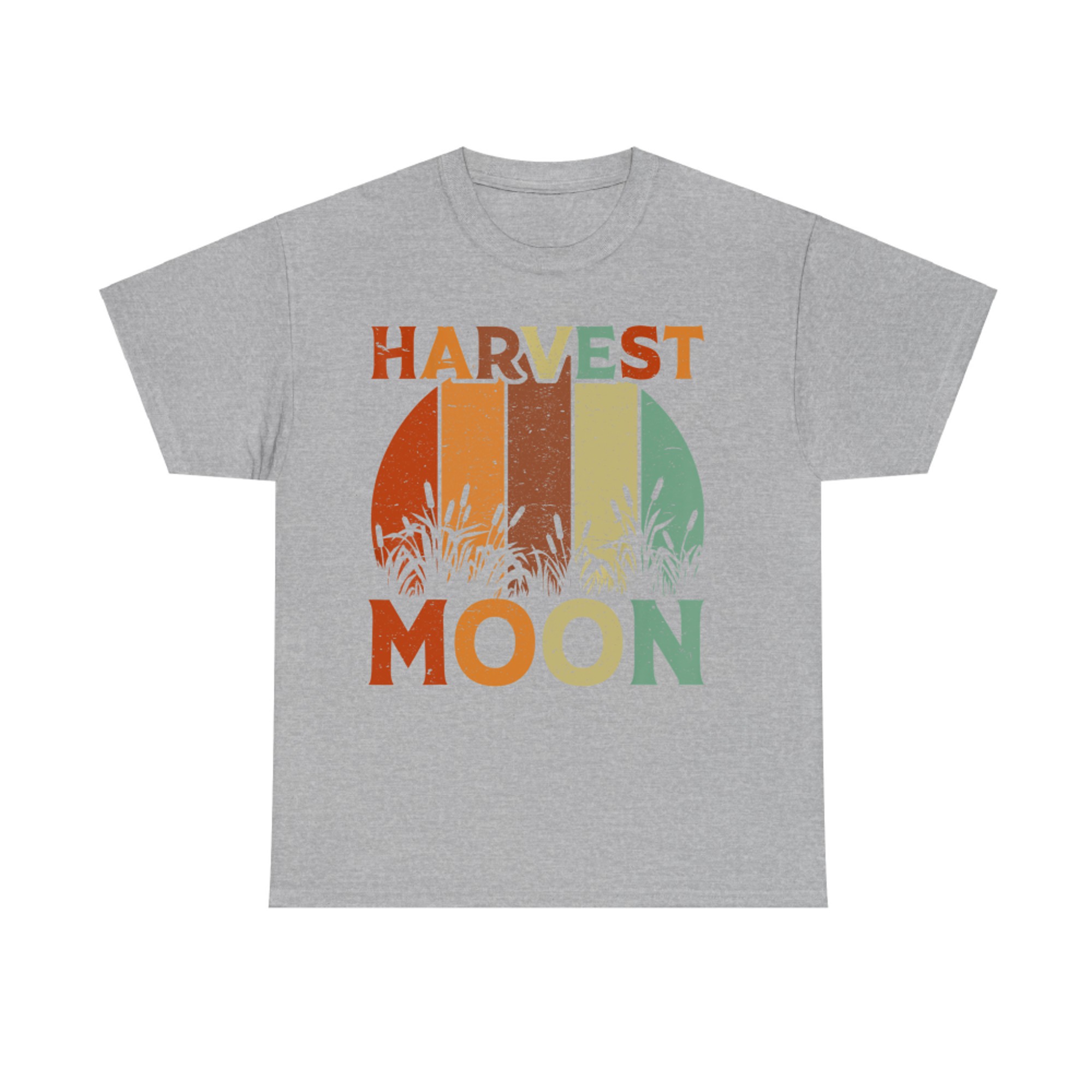 Retro Harvest Moon Fall Sunset Field Grain Autumn T-Shirt