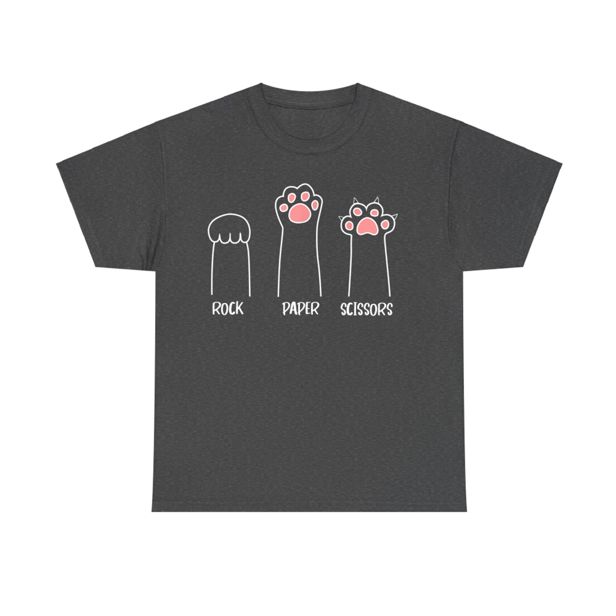 Rock Paper Scissors Hand Game Cute Pink Paw Funny Cat T-Shirt