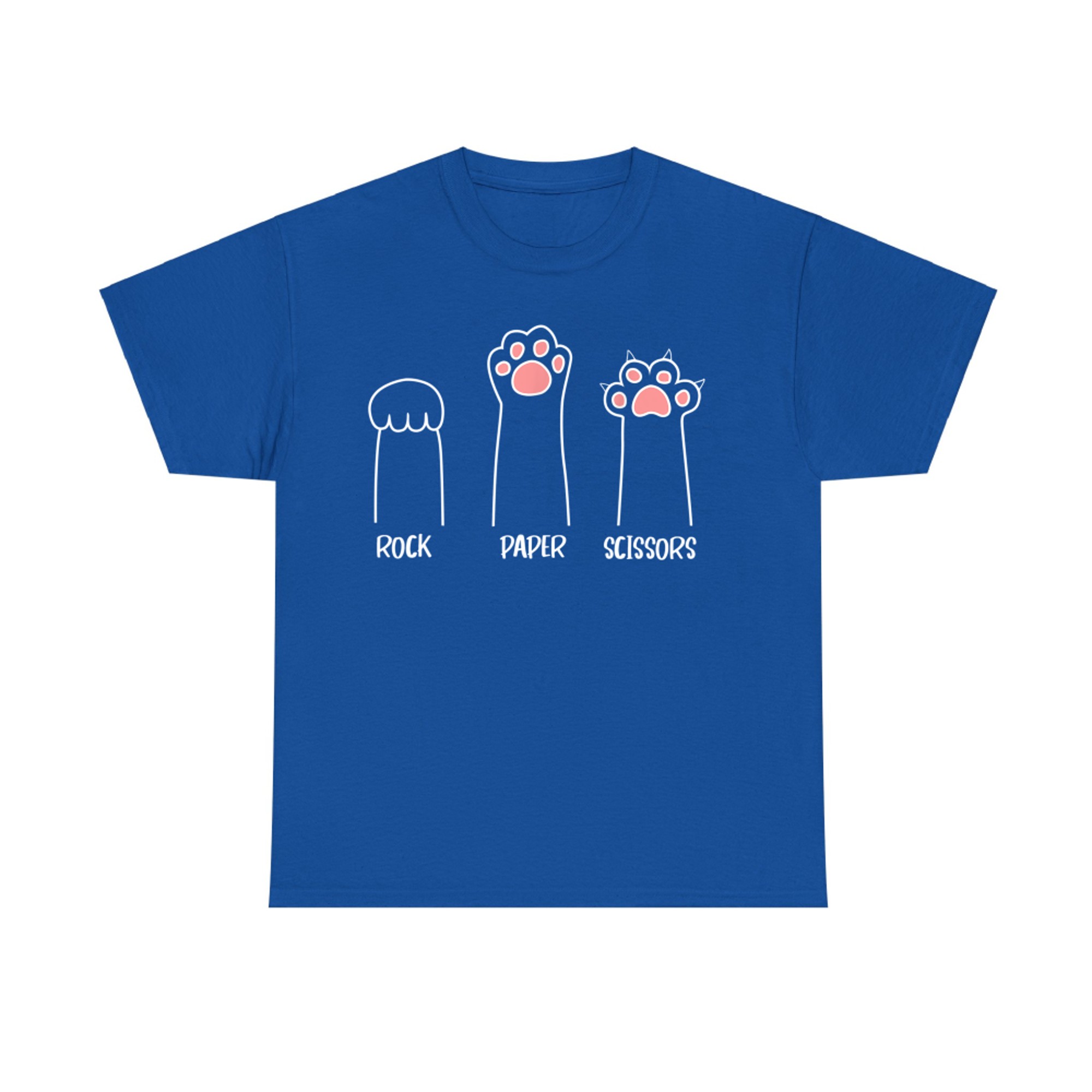 Rock Paper Scissors Hand Game Cute Pink Paw Funny Cat T-Shirt