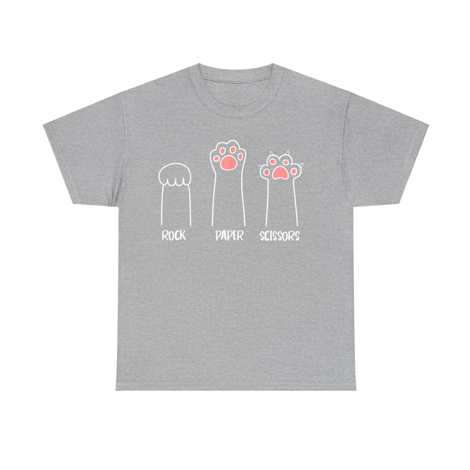 Rock Paper Scissors Hand Game Cute Pink Paw Funny Cat T-Shirt