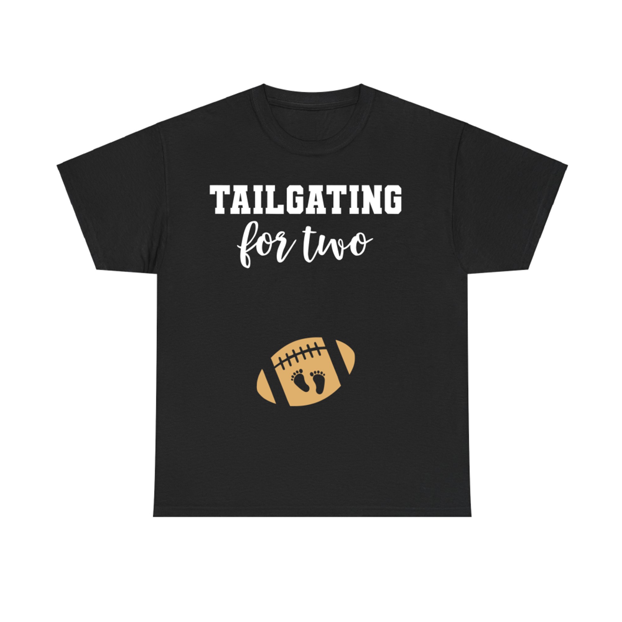 Tailgating for Two Football Pregnancy Reveal with Baby Footprints T-Shirt