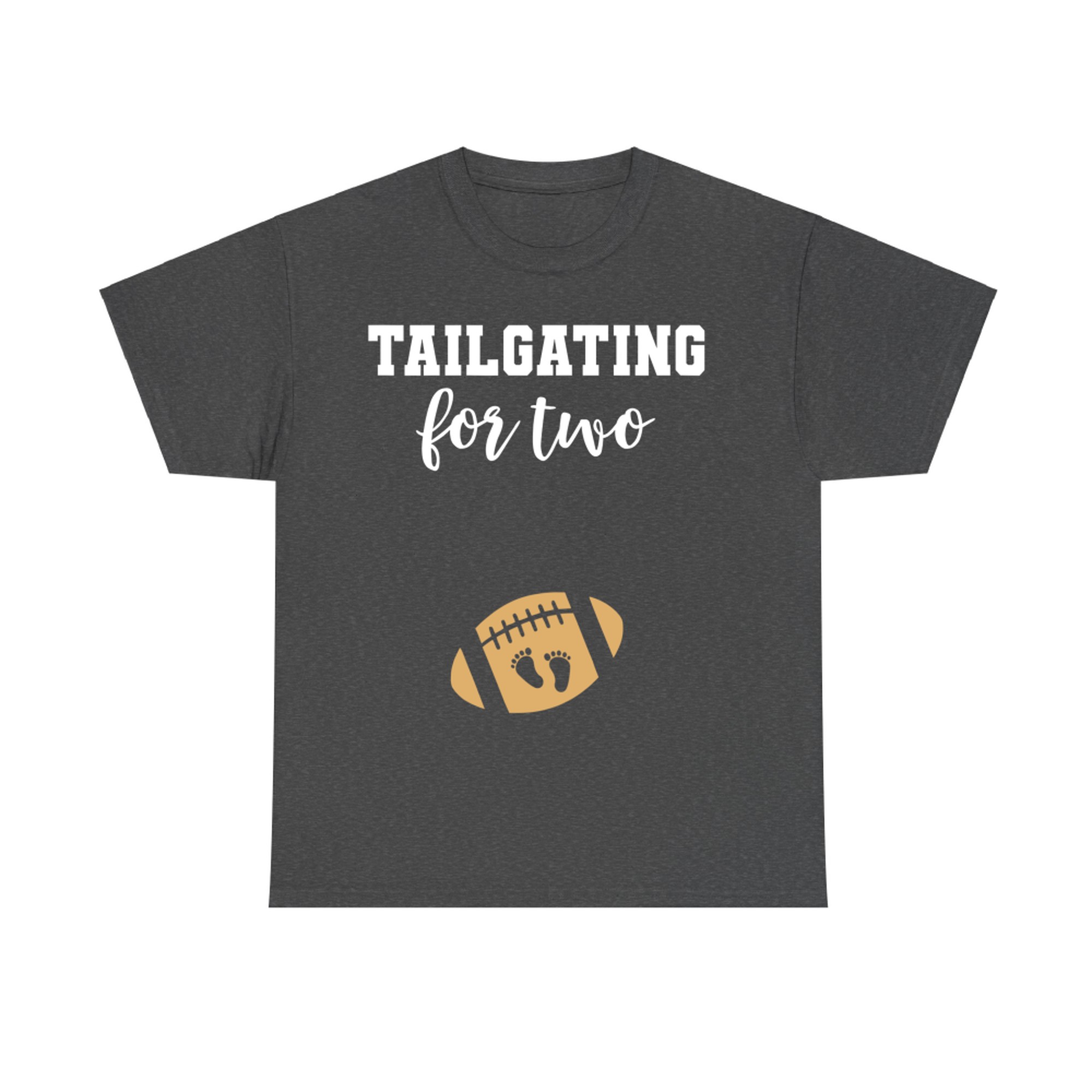 Tailgating for Two Football Pregnancy Reveal with Baby Footprints T-Shirt