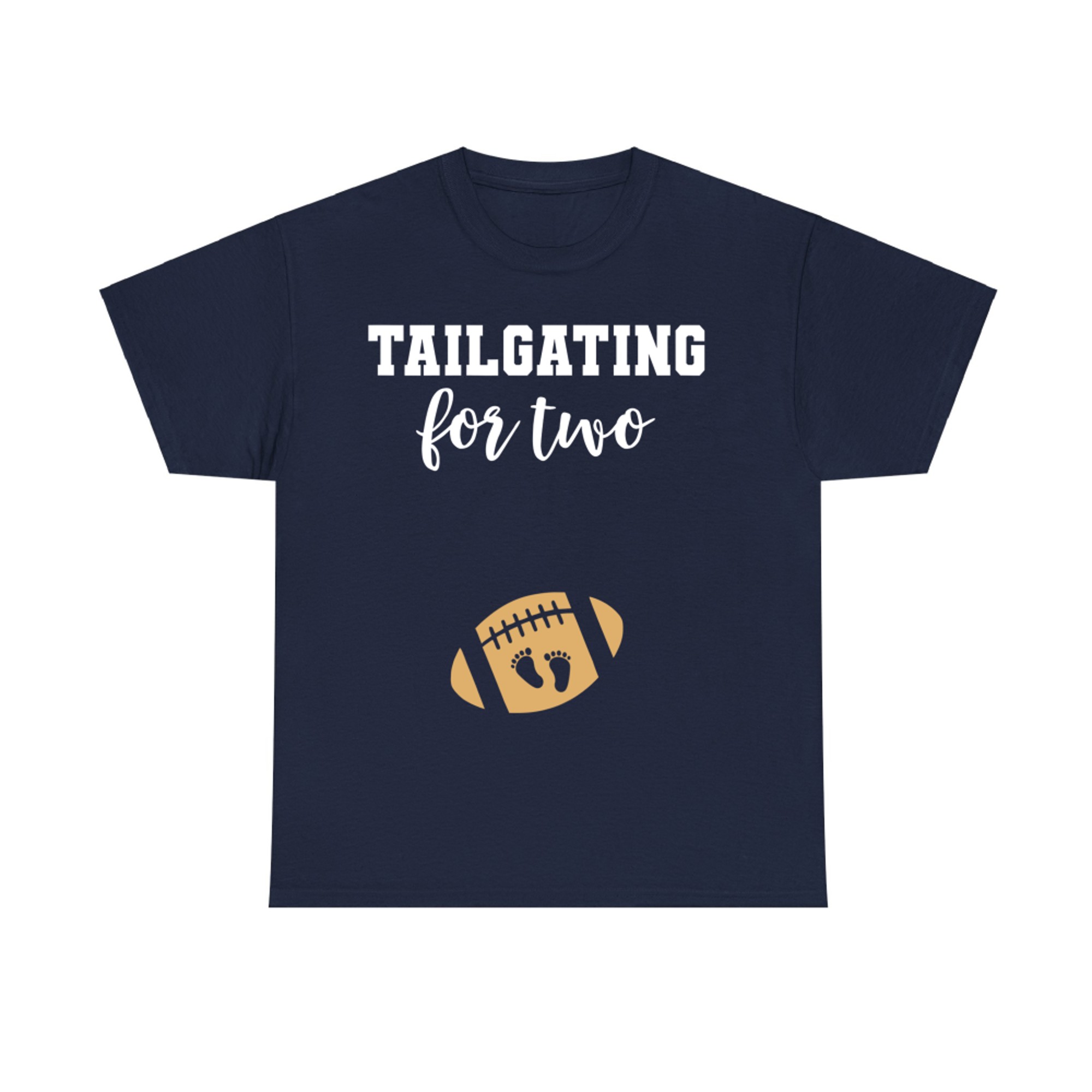 Tailgating for Two Football Pregnancy Reveal with Baby Footprints T-Shirt
