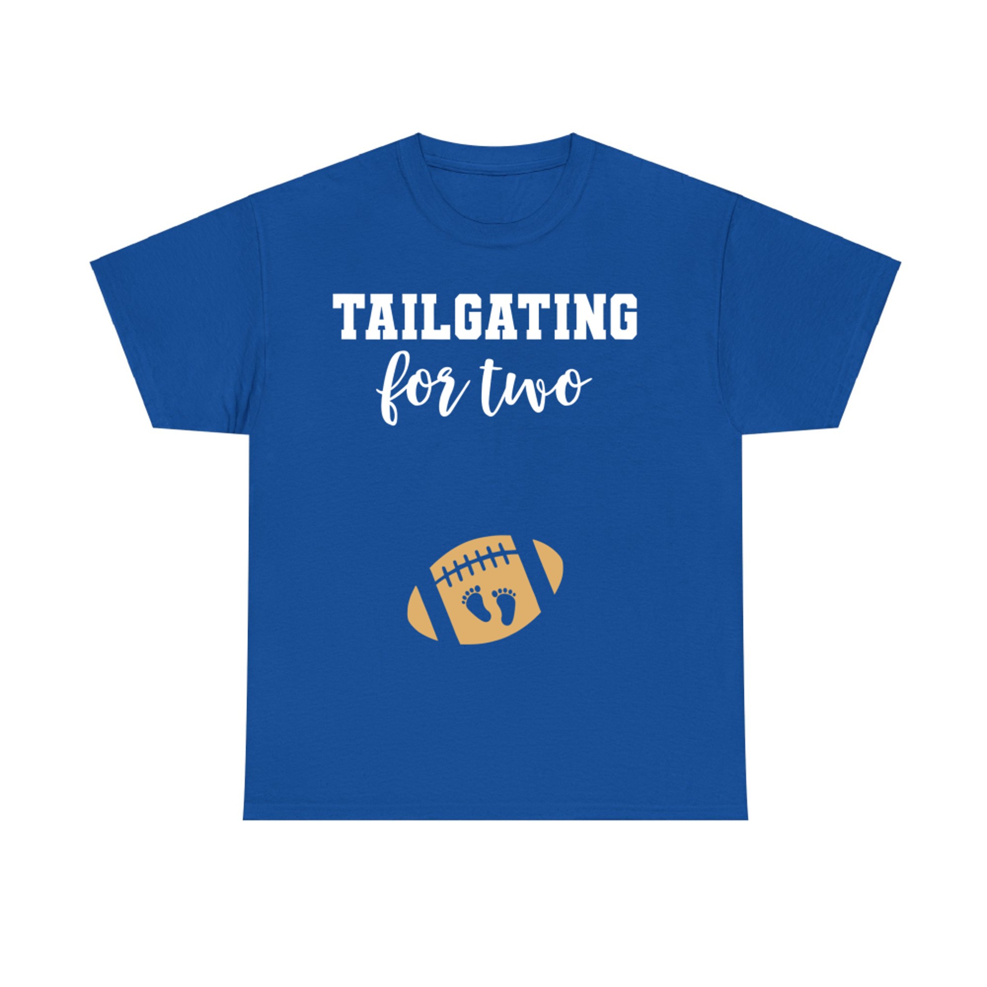 Tailgating for Two Football Pregnancy Reveal with Baby Footprints T-Shirt