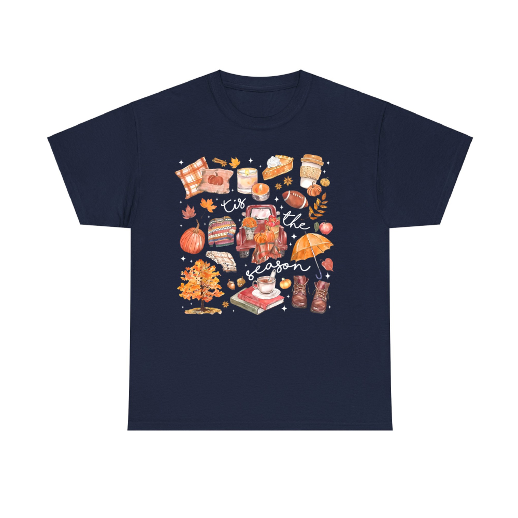 Tis The Season Pumpkin Autumn Fall Y'all Leaves Thanksgiving T-Shirt