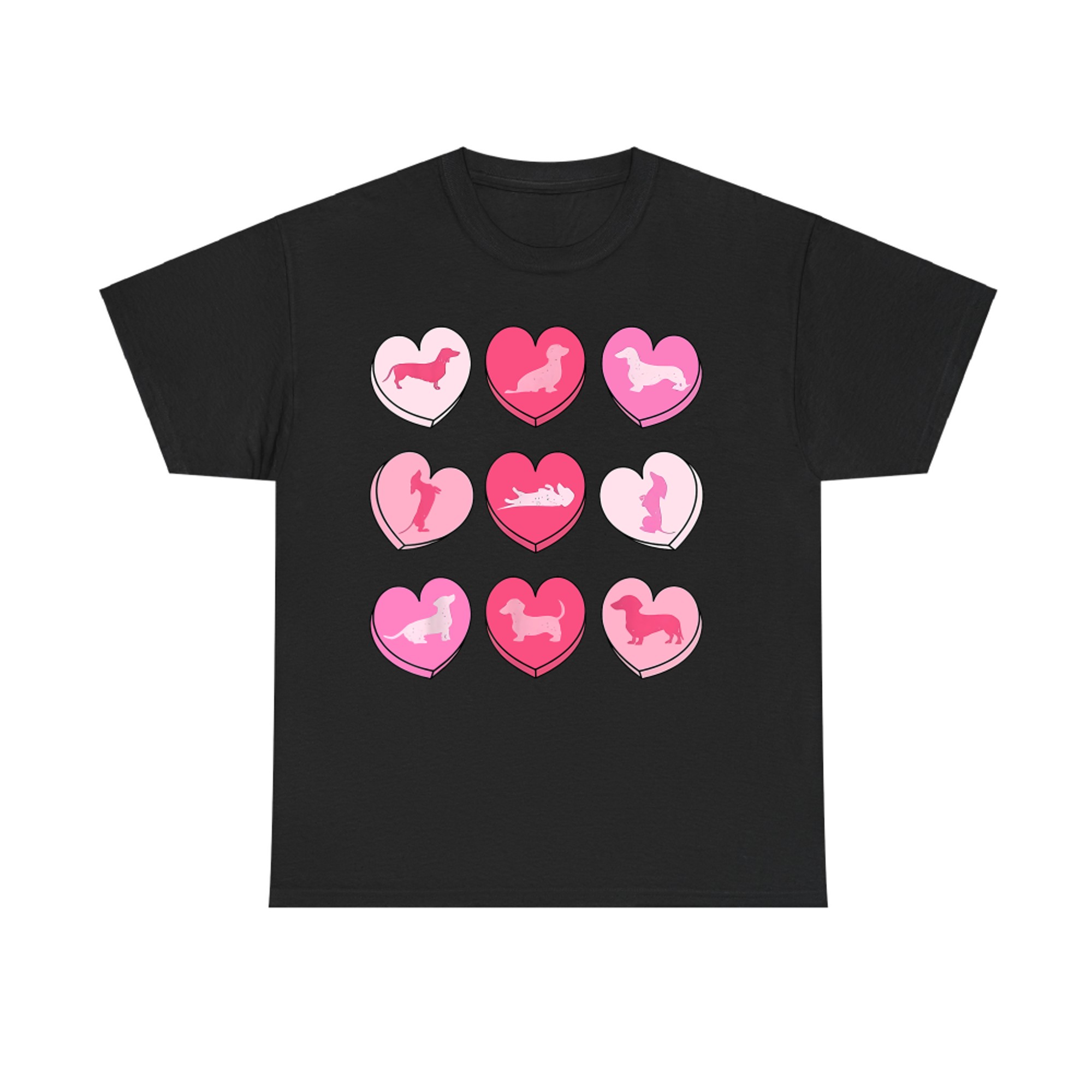 Valentine Wiener Dog Heart Grid Dachshund Lovers T-Shirt