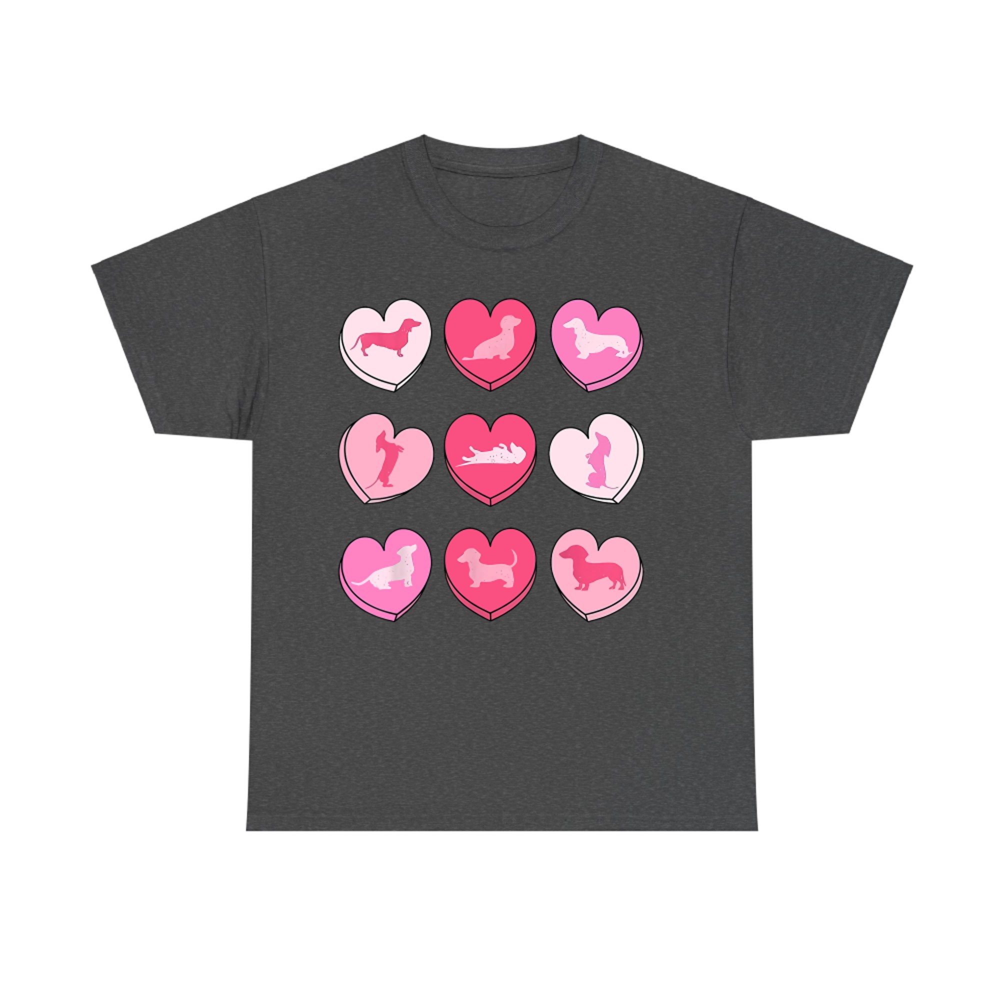 Valentine Wiener Dog Heart Grid Dachshund Lovers T-Shirt