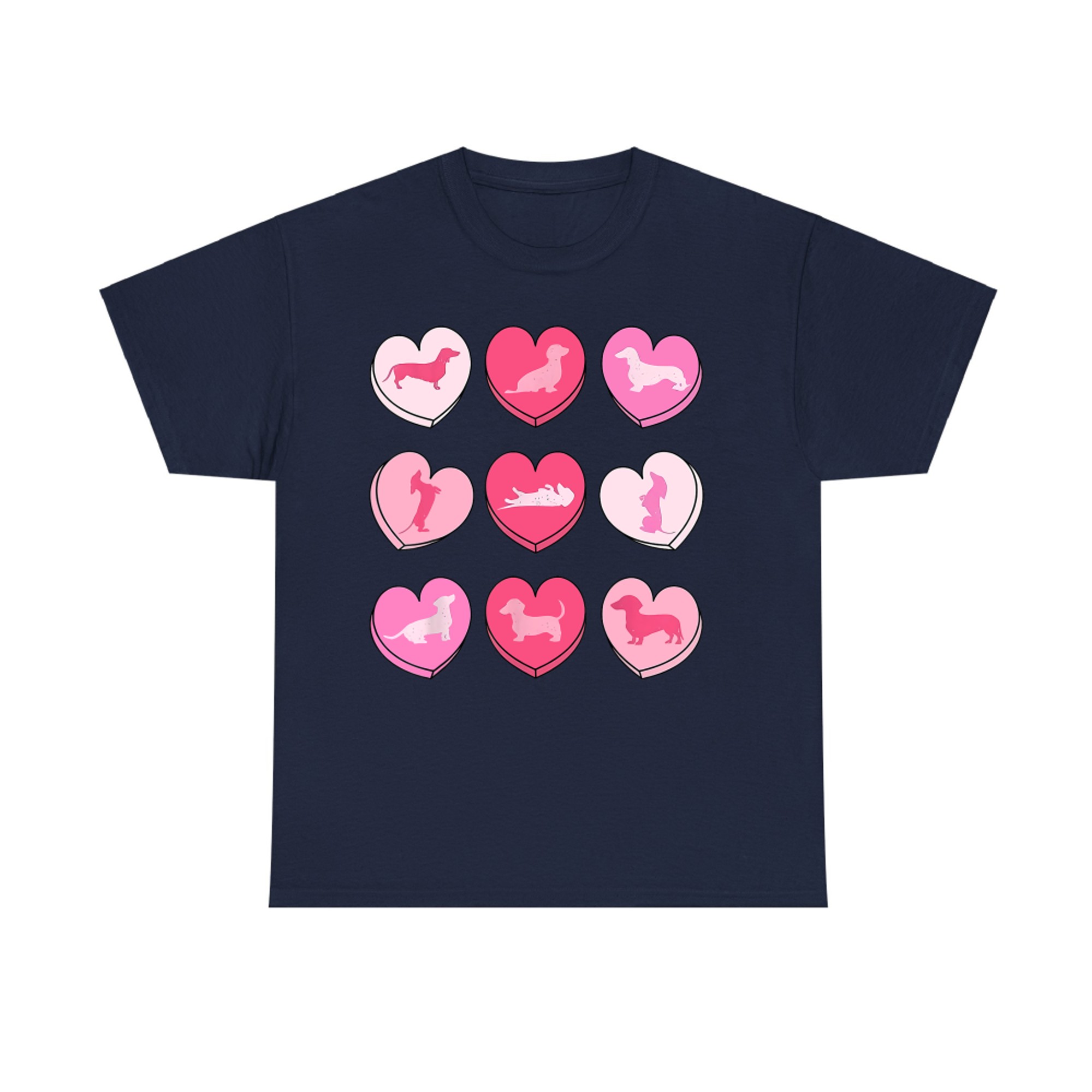 Valentine Wiener Dog Heart Grid Dachshund Lovers T-Shirt